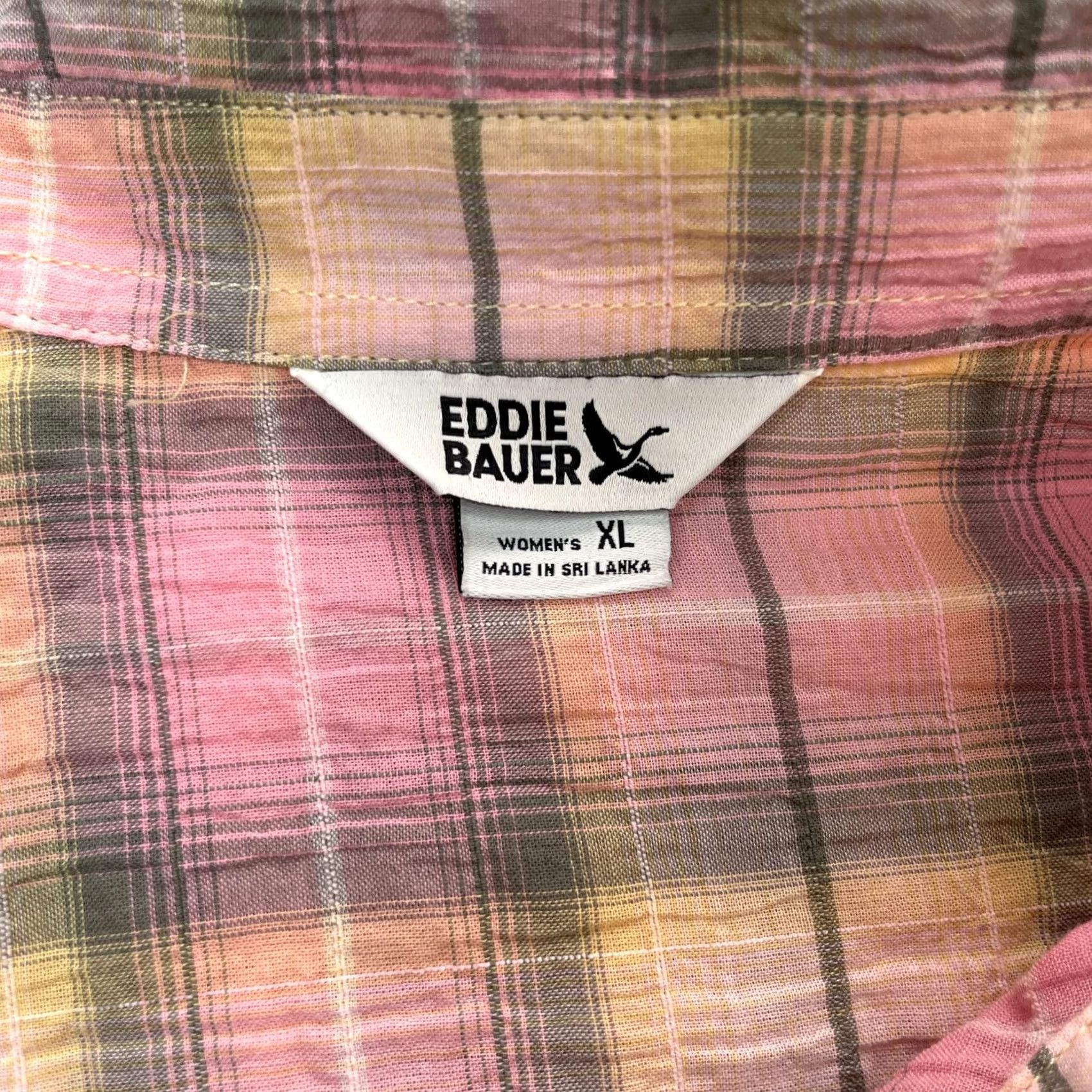 Eddie Bauer Eddie Bauer Shirt Womens XL Pink Plaid Cotton Stretch Button Up Pleated Size XL / US 12-14 / IT 48-50 - 3 Thumbnail