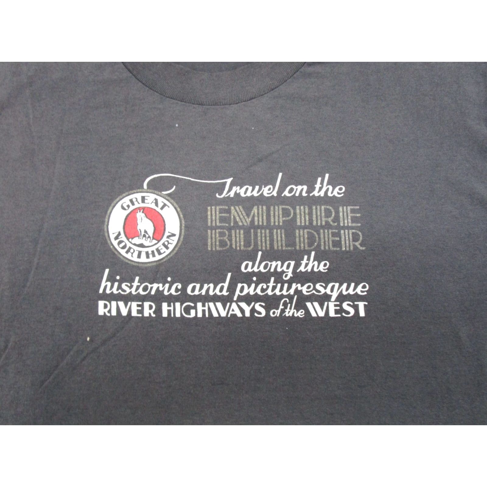 Hanes VINTAGE 90s Hanes Shirt SZ L Black Cotton Crew Neck Short Sleeve Mens 90s Theme River Great Northern Railroad Read Single Stitch Size US L / EU 52-54 / 3 - 2 Thumbnail