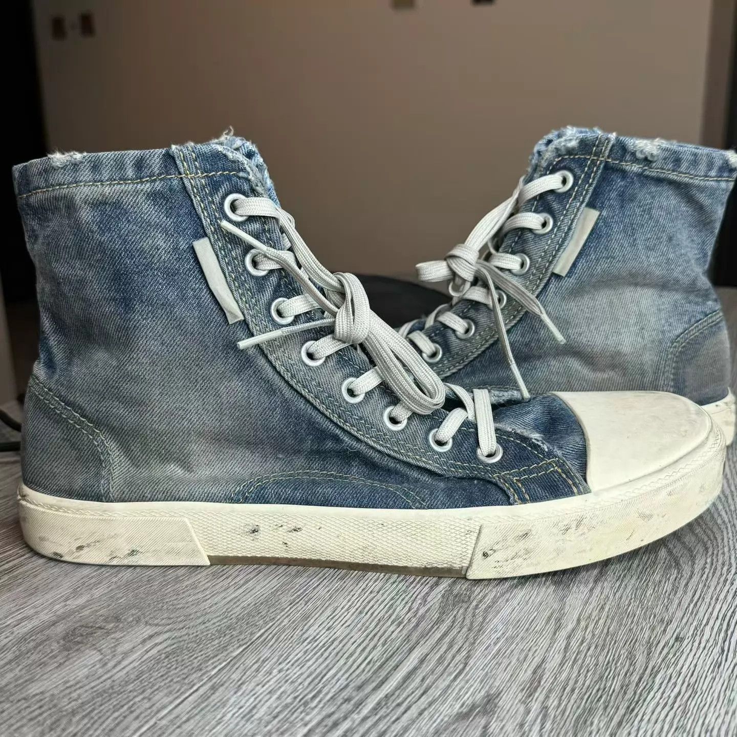 Balenciaga Balenciaga Paris Distressed Denim Sneakers 45 98N Size US 12 / EU 45 - 5 Thumbnail