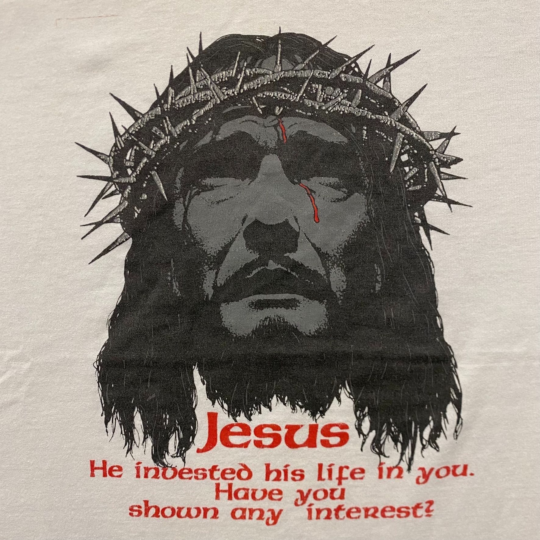 Vintage Vintage 80s Jesus Christ Shirt Single Stitch Christian Tee Size US L / EU 52-54 / 3 - 3 Thumbnail