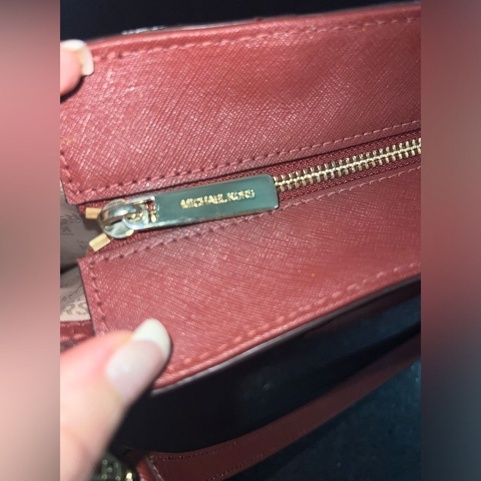 Michael Kors MICHAEL KORS Selma BROWN WINE RED Studded Saffiano Bag Size ONE SIZE - 7 Thumbnail