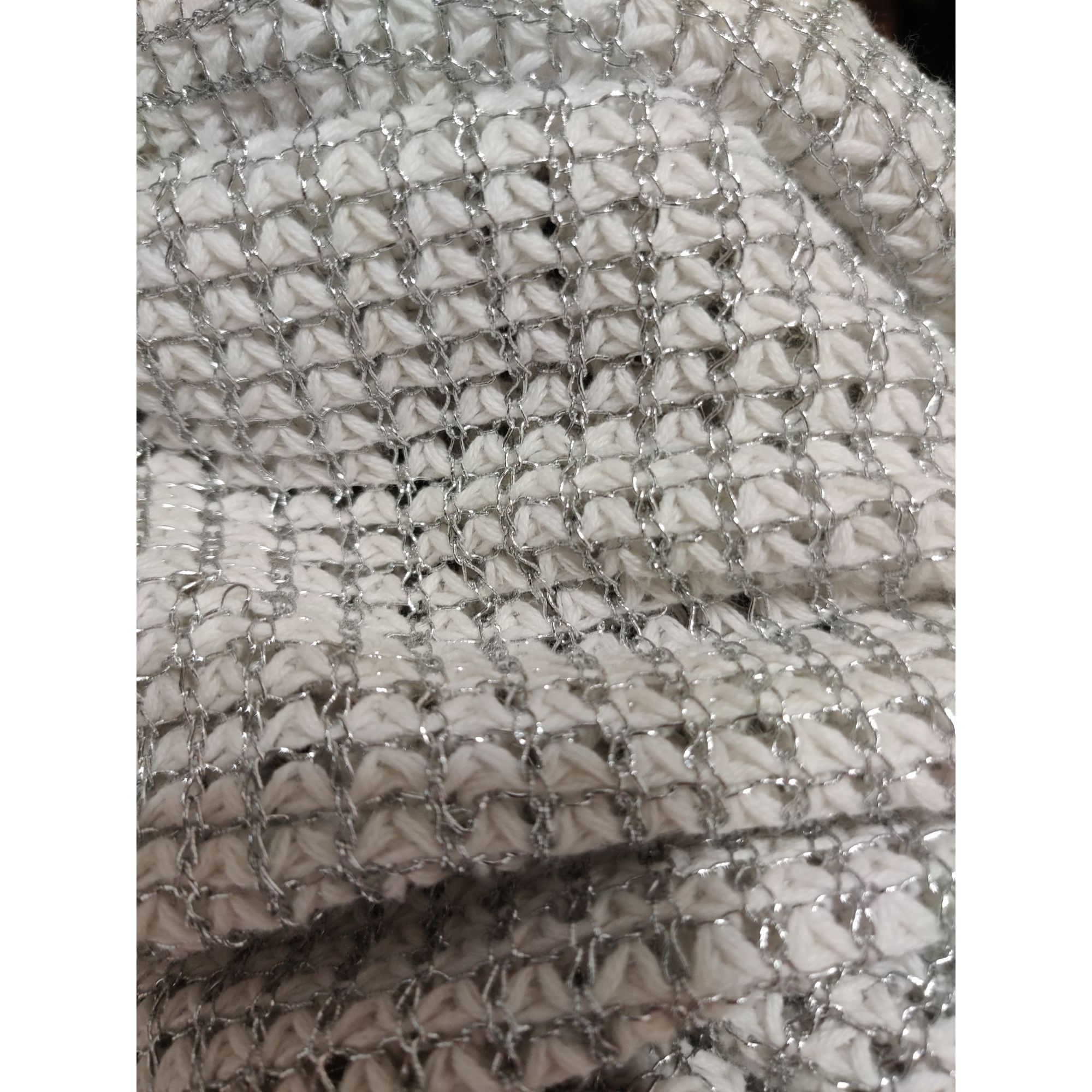 Apt. 9 APT 9 L Womens Sweater White Silver Metallic Knit Sheer Pull Size L / US 10 / IT 46 - 9 Thumbnail