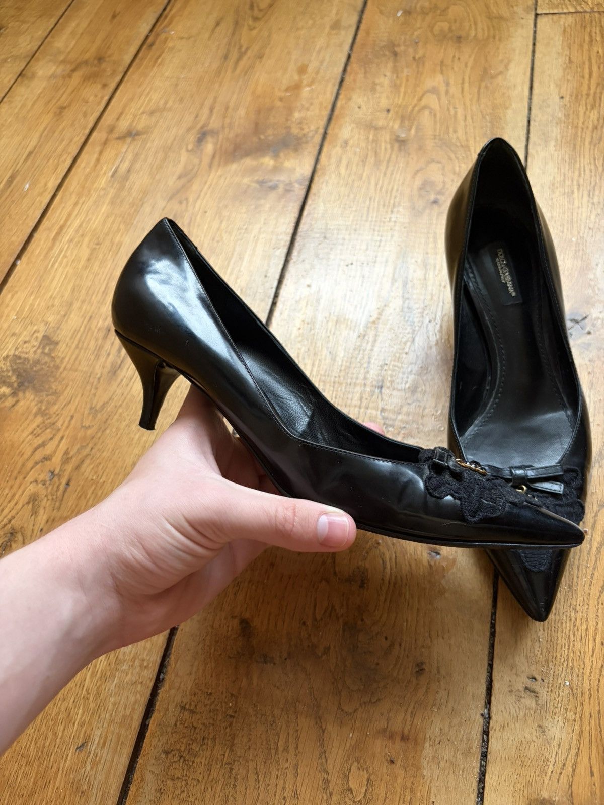 Dolce & Gabbana Dolce & Gabbana Black Lace Pumps Heels Charm EU 37.5 Size US 7.5 / IT 37.5 - 4 Thumbnail