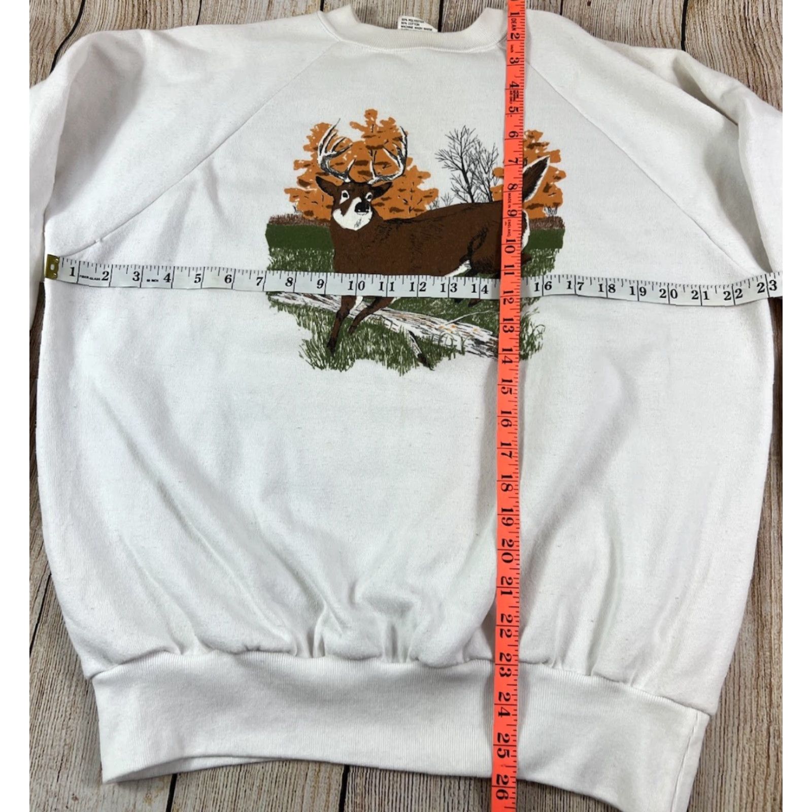 Vintage VINTAGE 80s Hunting Nature Whitetail Deer Pullover Raglan White Sweatshirt XL Mens White Graphic Print Fleece Pullover 80s Theme Size US XL / EU 56 / 4 - 3 Thumbnail