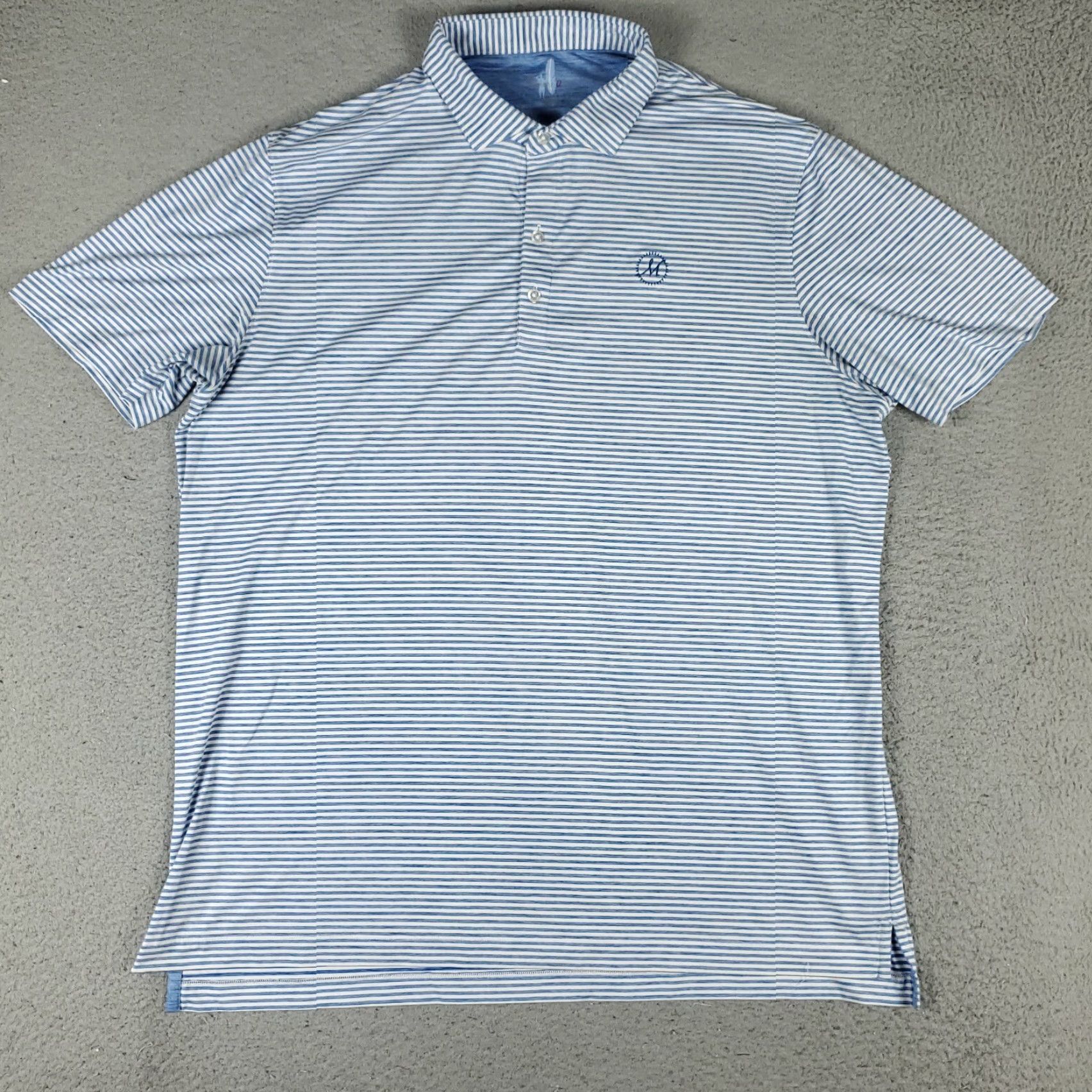 johnnie-O Johnnie O Polo Shirt Mens Size XL Blue Striped Polyester Short Sleeve Size US XL / EU 56 / 4 - 2 Thumbnail