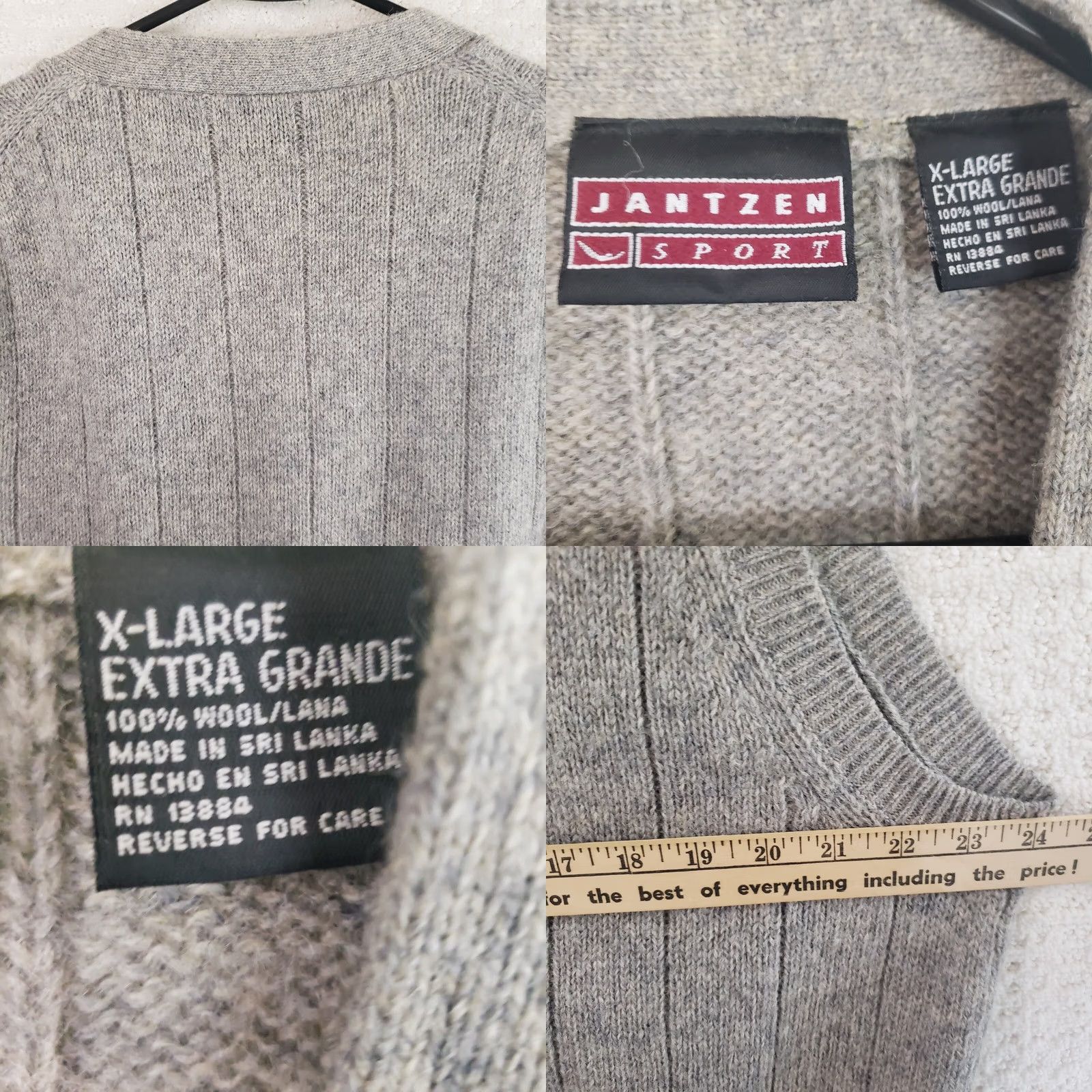 Jantzen VINTAGE Jantzen Sport Sweater Vest Gray Wool Knit Button Up Size XL USA Made Men Size US XL / EU 56 / 4 - 8 Thumbnail