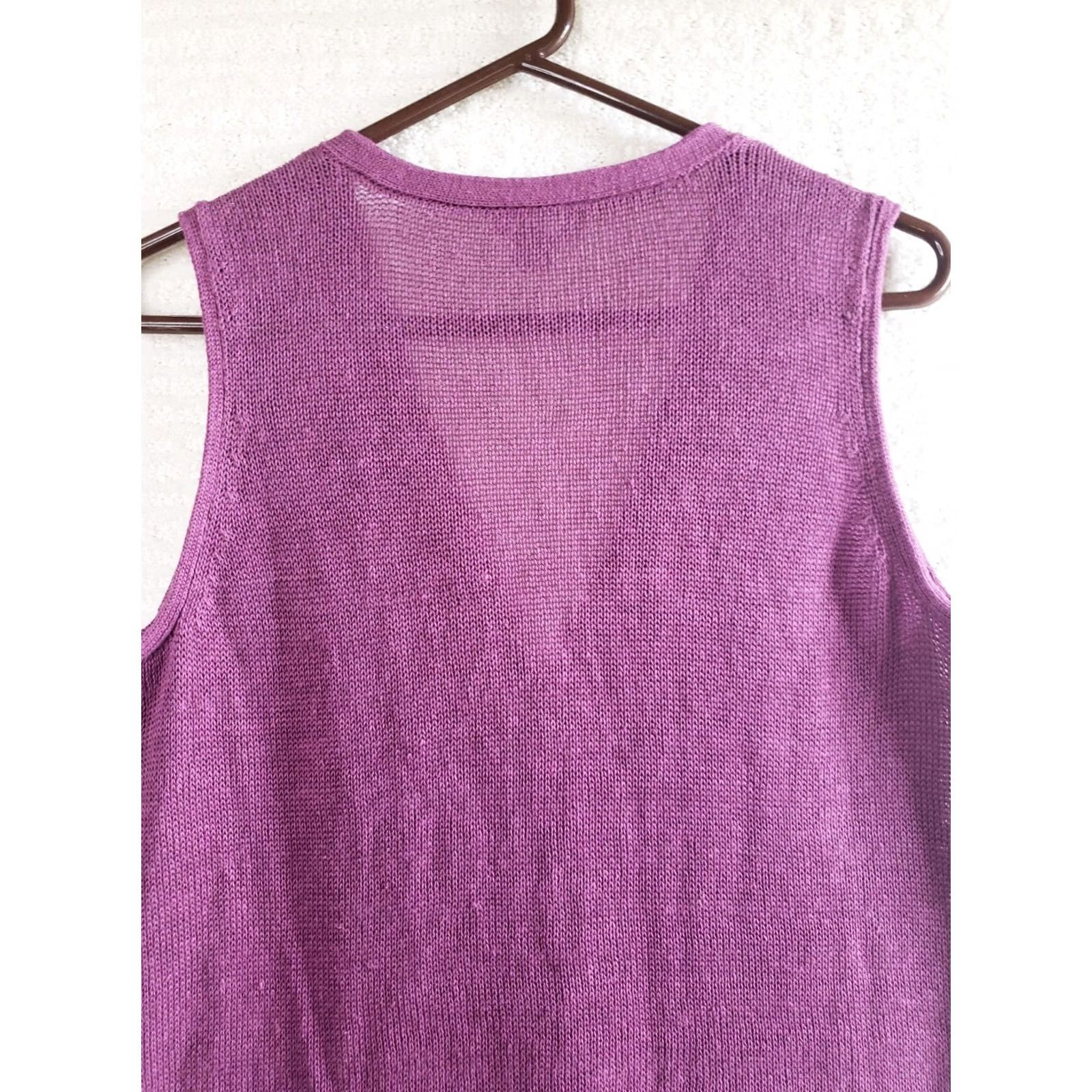 J. Jill J.Jill Cardigan Vest Purple Size M Linen Rayon Button Front Women Sweater Top Button Front Casual Travel Workwear Size M / US 6-8 / IT 42-44 - 5 Thumbnail