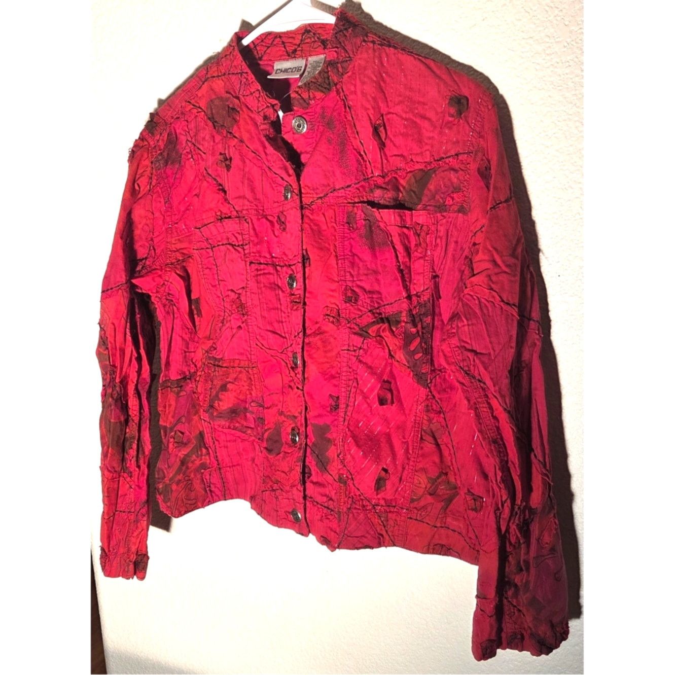 Chicos Chico's Red Trendy Button Up Blazer Top - Size 2 Size XS / US 0-2 / IT 36-38 - 3 Thumbnail