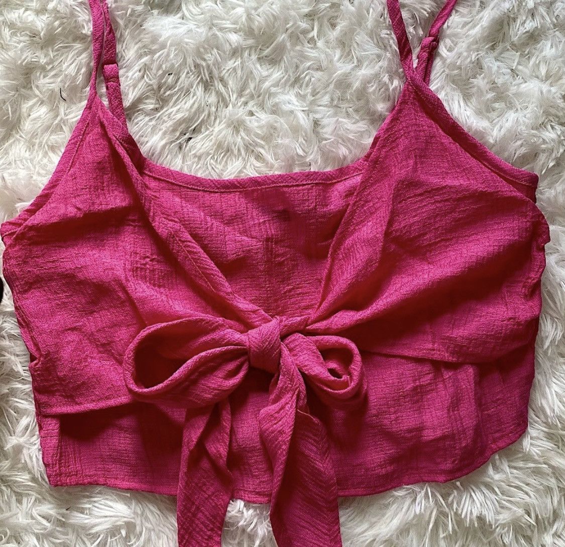Other PINK BOW & TIE ADJUSTABLE CAMI CROP TOP TANK Size S / US 4 / IT 40 - 8 Thumbnail