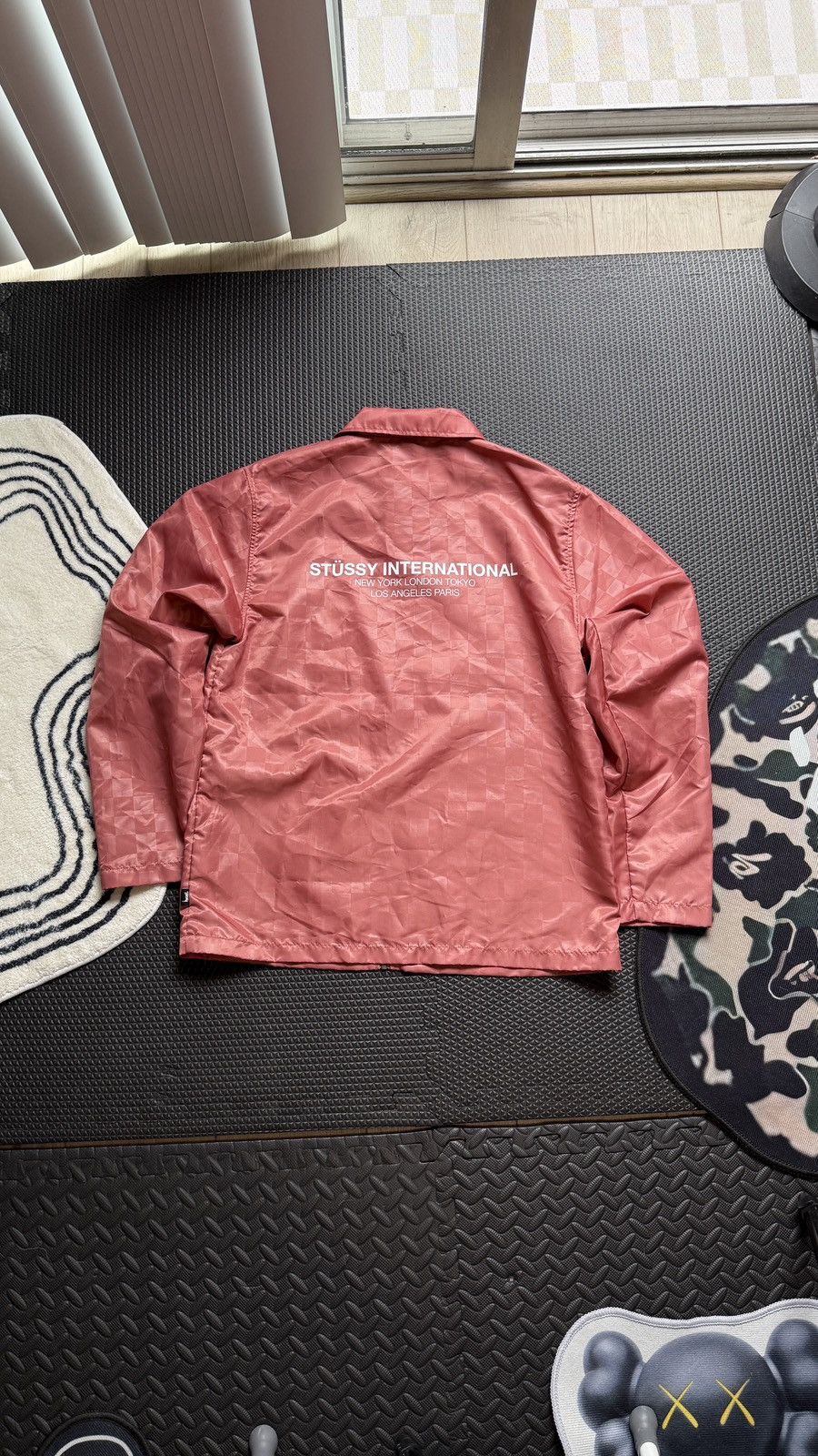 Stussy Stüssy International Checker Satin Coach Jacket Coral Pink L Size US L / EU 52-54 / 3 - 5 Thumbnail