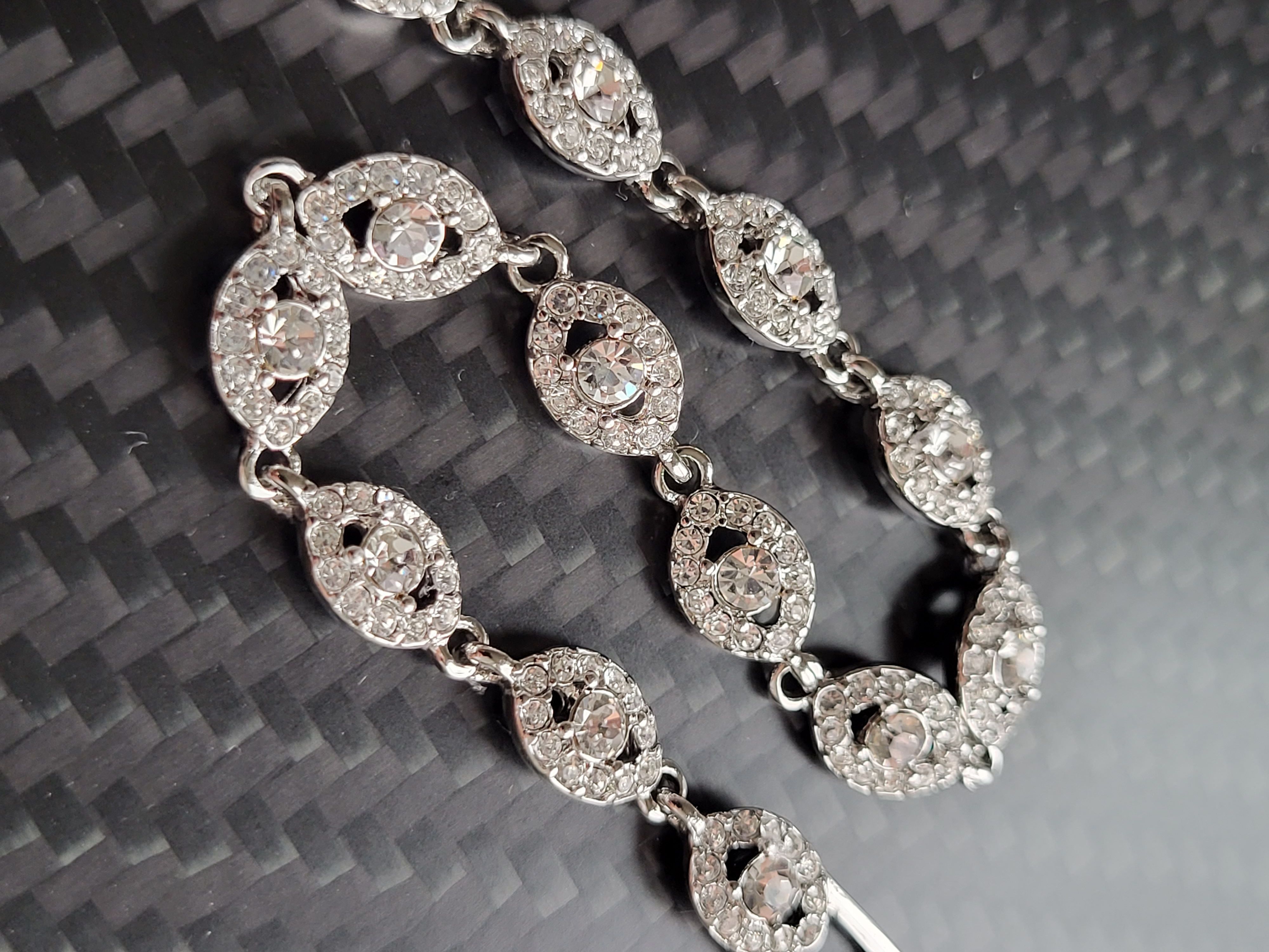 image of Givenchy New Silver Crystal Flex Eye Bracelet, Men's