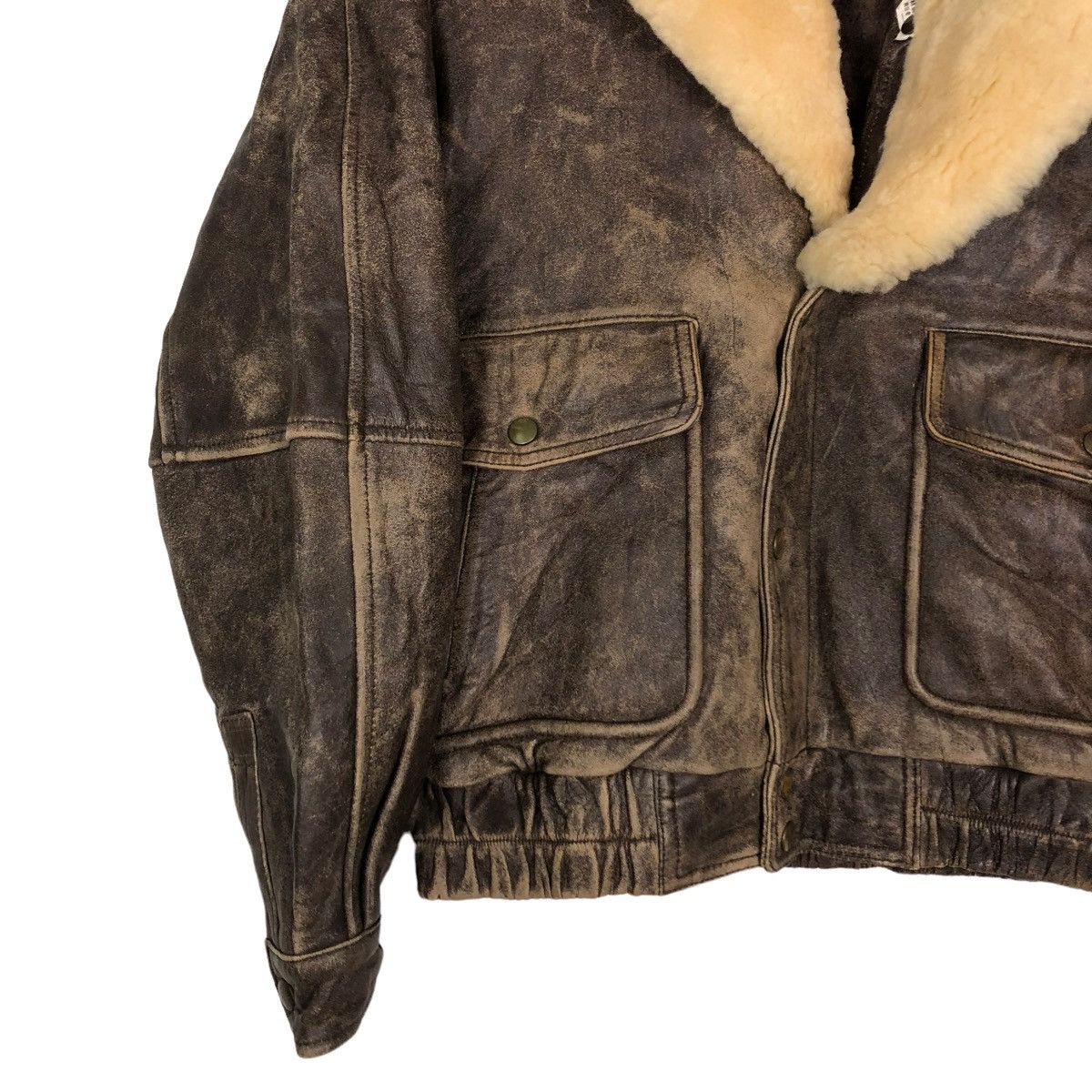 Japanese Brand 🔥VINTAGE FLY LEATHER JACKET BIKER MINK FUR COLLAR Size US M / EU 48-50 / 2 - 7 Thumbnail