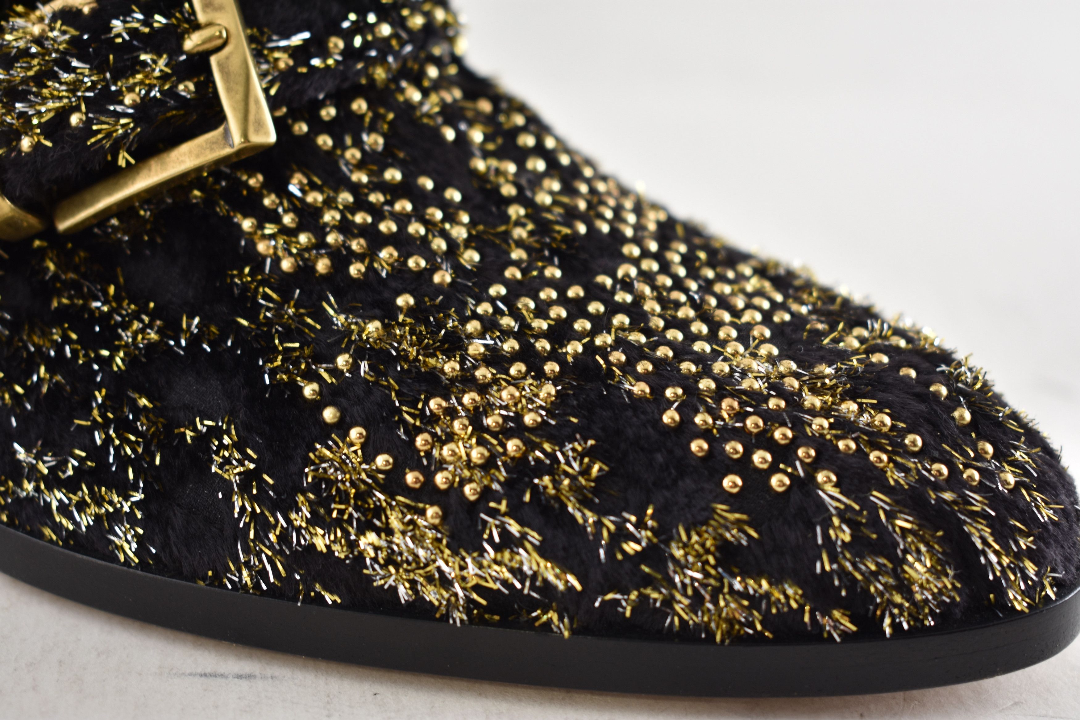Chloe Chloe Suzanna Gold Velvet Studded Short Ankle Heel Bootie 37 Size US 7 / IT 37 - 4 Thumbnail