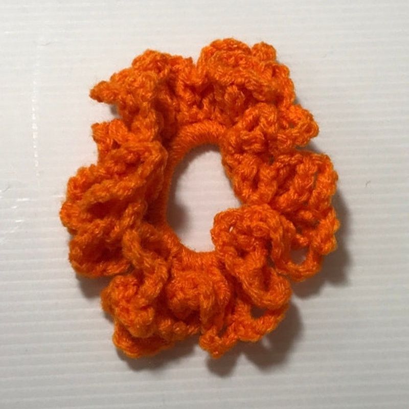 Handmade NWT Orange Handmade Crocheted Hair Scrunchie Size ONE SIZE - 1 Thumbnail