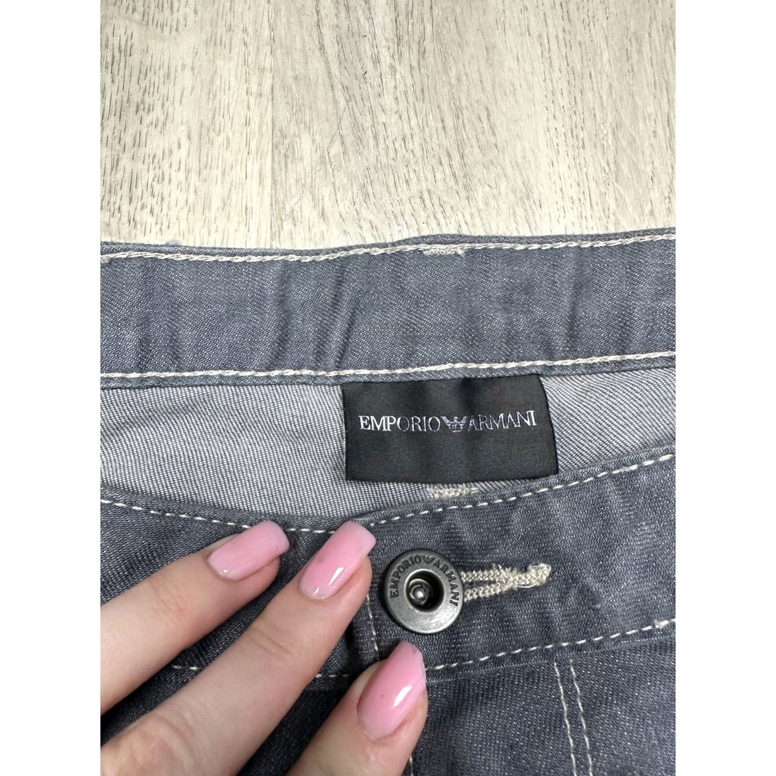 Vintage Armani Jeans Mens Denim Pants Jeans Size 32 Gray Cotton Denim Logo Pockets Inseam 34" Tailored Tapered Regular Waist 32 - Mens Jeans Size US 32 / EU 48 - 6 Thumbnail
