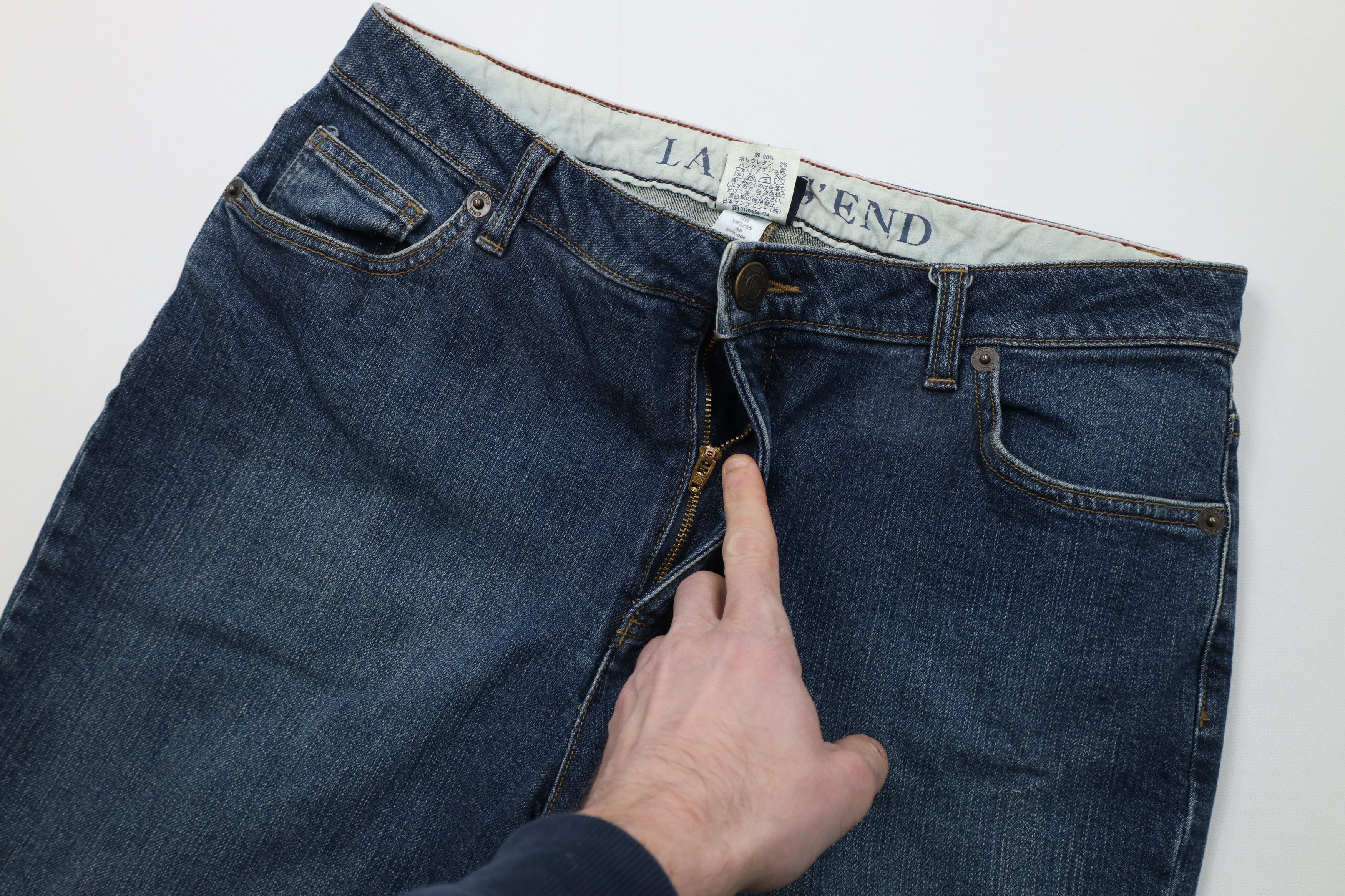Lands' End Vintage 90s Y2K Lands End Flared Wide Leg Denim Jeans Blue Size 34" / US 12 / IT 48 - 7 Thumbnail