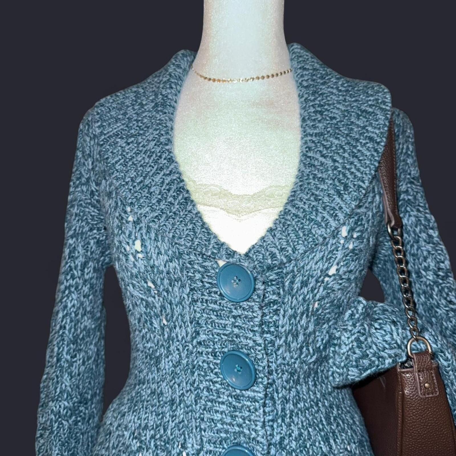 Other 🩵 Vintage Knit Cardigan Top – Fits Like Size Small 🩵 Size S / US 4 / IT 40 - 2 Thumbnail
