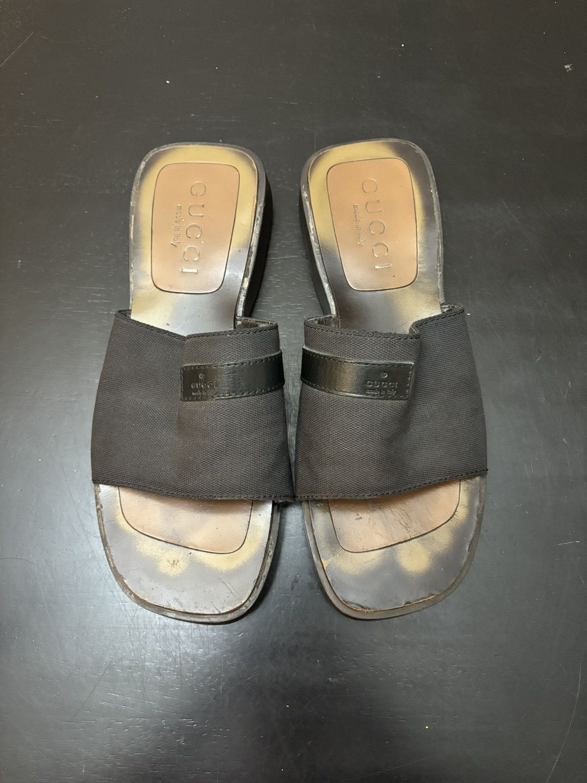 Gucci Gucci Canvas Leather Elastic Strap Slides Brown Size US 8 / EU 41 - 2 Thumbnail