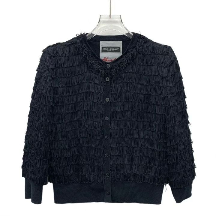 Dolce & Gabbana Dolce Gabbana Black Fringe Knit Coat Size M / US 6-8 / IT 42-44 - 1 Thumbnail