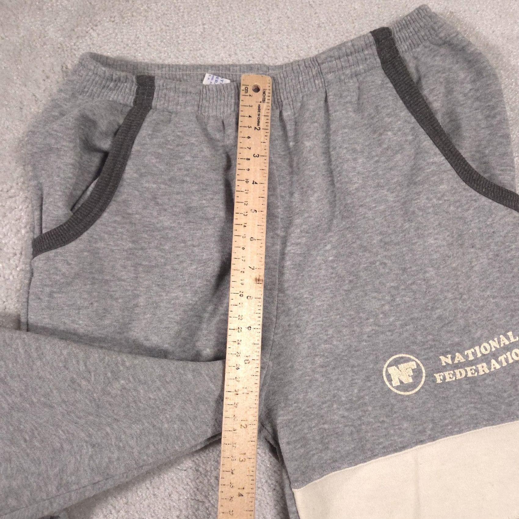 Vintage National Federation Pants Mens Medium Gray Fleece Joggers Sweatpants Size US 31 - 7 Thumbnail
