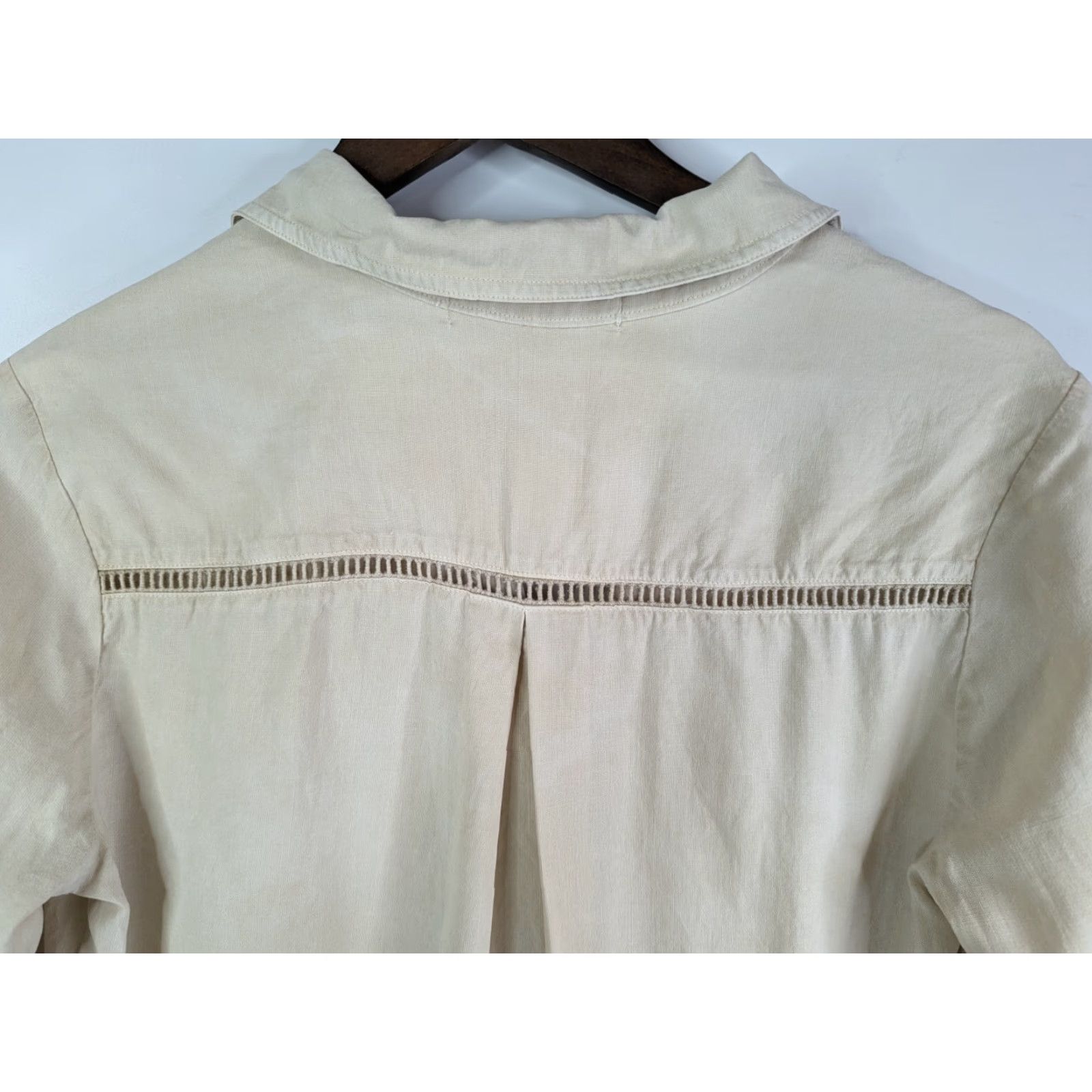 Anthropologie Anthropologie Dale Shirt Blouse Cream Womens Size Small Western Ivory Tencel Solid Long Sleeve Collared Shirt Blouse Womens Western Style Size S Size S / US 4 / IT 40 - 5 Thumbnail