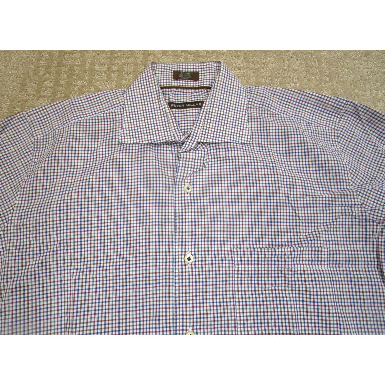 Peter Millar Peter Millar Shirt Men Medium Multicolor Check Long Sleeve Cutaway Collar Cotton Size US M / EU 48-50 / 2 - 2 Thumbnail