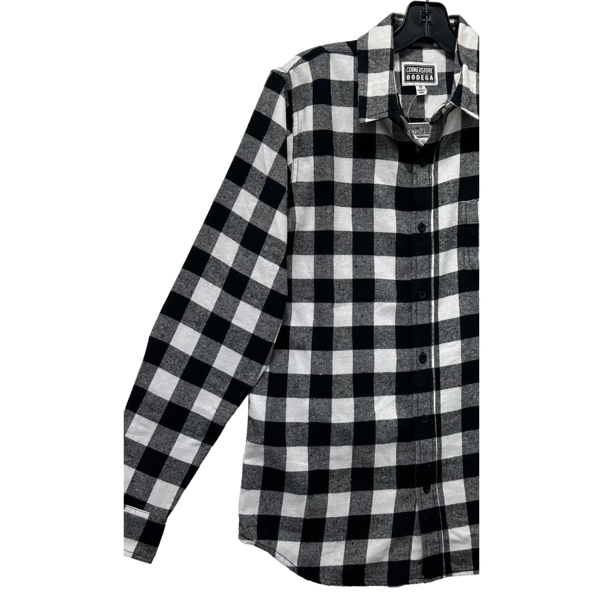 Other Corner Store Bodega - Men Long Sleeve Plaid Shirt - Black/Wh Size US S / EU 44-46 / 1 - 15 Thumbnail