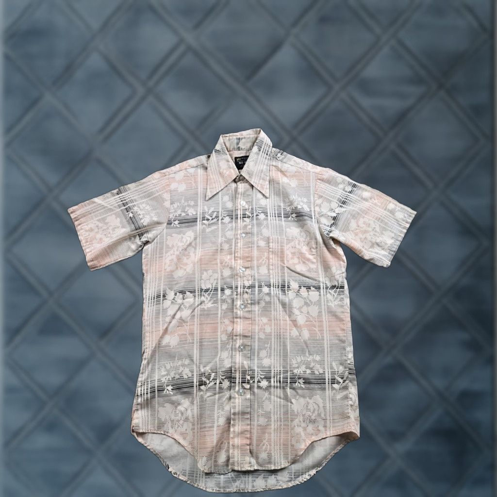 JCPenney VINTAGE JCPenney Shirt Mens 14.5 Beige Floral No Iron Button Up 70s Casual Size US L / EU 52-54 / 3 - 1 Thumbnail