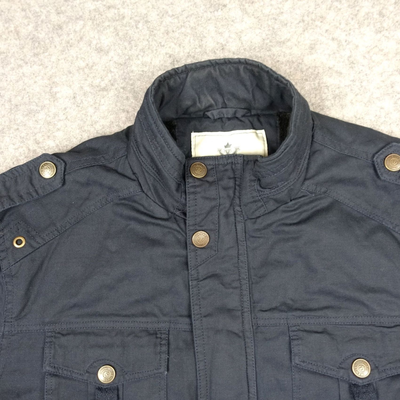 Vintage Wenven Jacket Mens Regular Medium Blue Military Jacket Full Zip Lined Pockets Winter Casual Size US M / EU 48-50 / 2 - 2 Thumbnail