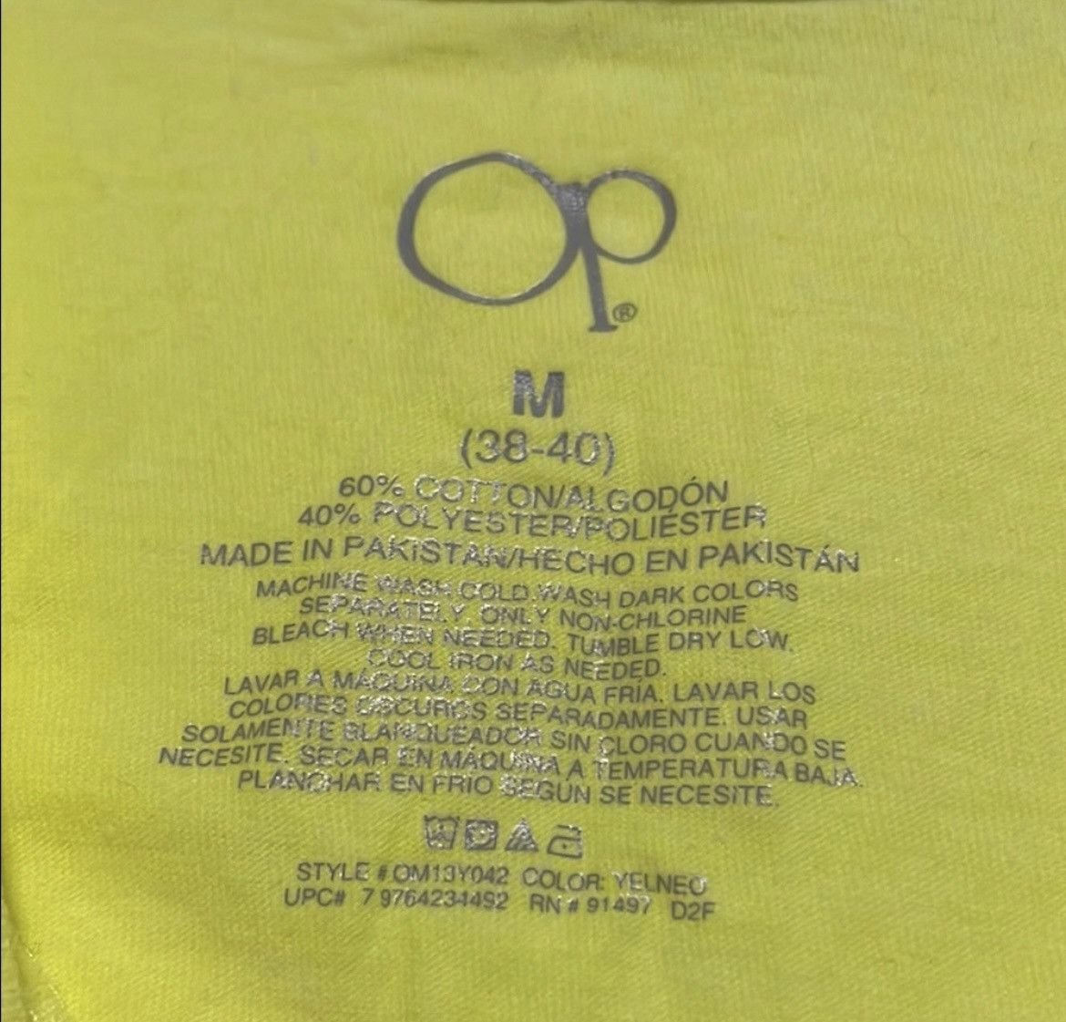 Ocean Pacific OP Yellow Short Sleeve Tee Vibrant Cotton Blend Size US M / EU 48-50 / 2 - 2 Thumbnail