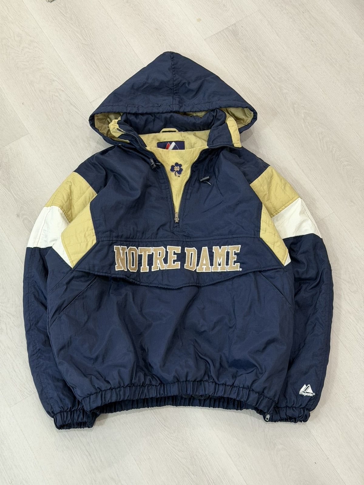 Majestic Vintage 90s Notre Dame Fighting Irish Majestic Anorak Jacket Size US L / EU 52-54 / 3 - 2 Thumbnail
