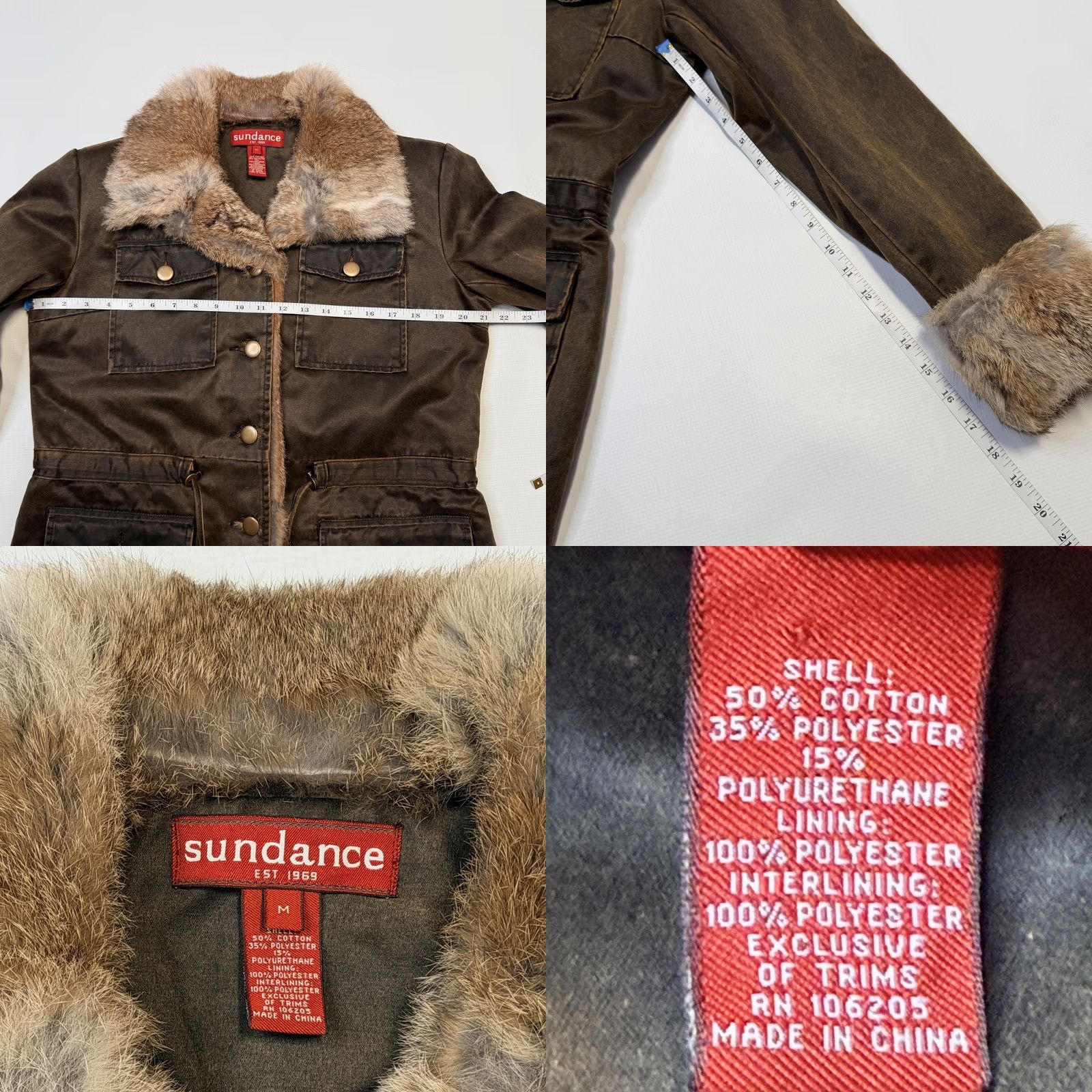 Vintage Sundance Coat Parka Womens Medium Brown Faux Fur Trim Hooded Mid-Length Jacket Size M / US 6-8 / IT 42-44 - 8 Thumbnail