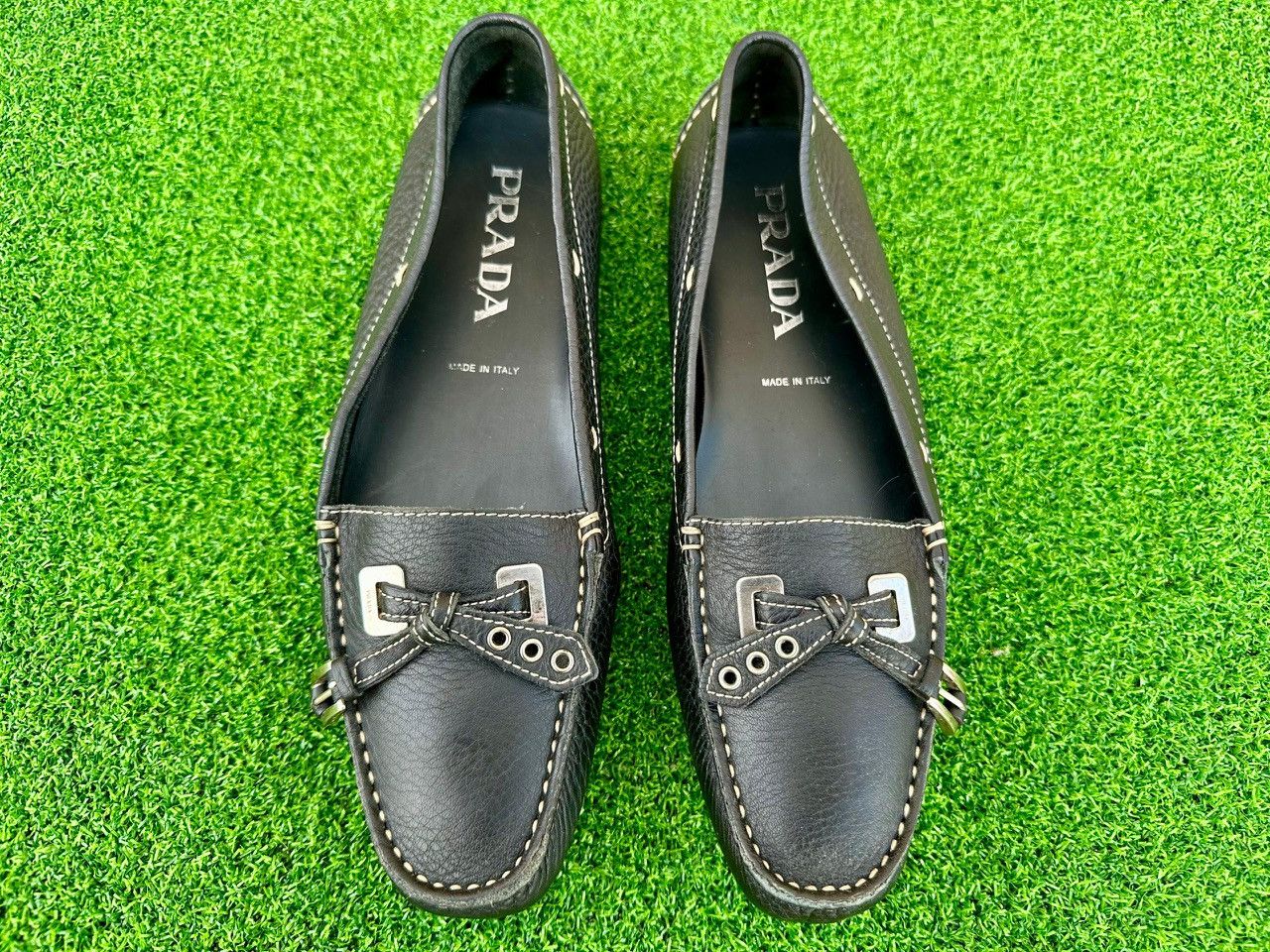 Prada Authentic Prada Leather Buckle Tassel Driving Mocassin Size US 7 / IT 37 - 1 Thumbnail