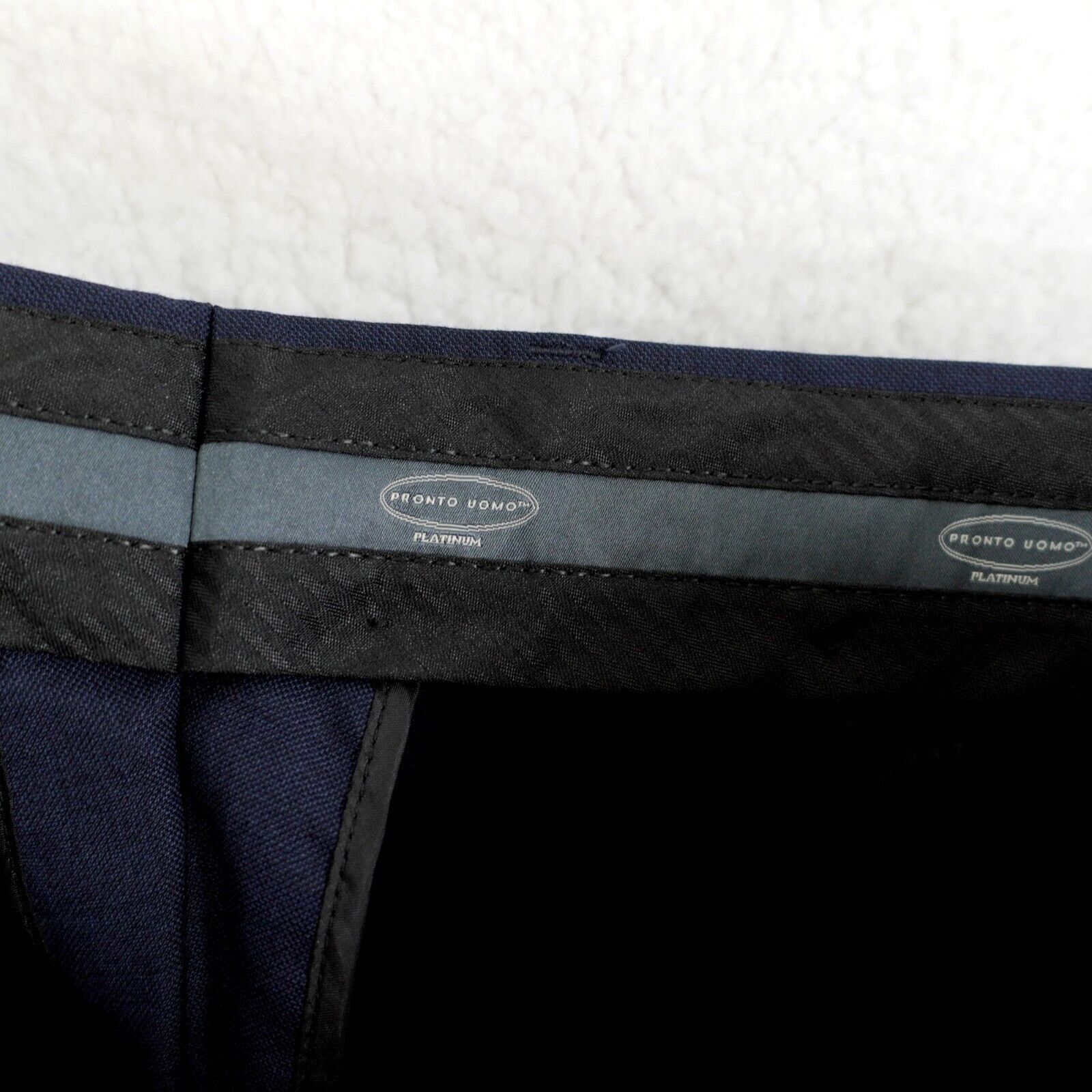Pronto Uomo Pronto Uomo Blue Sharkskin Wool Flat Front Mid Rise Dress Pa Size 40S - 4 Thumbnail