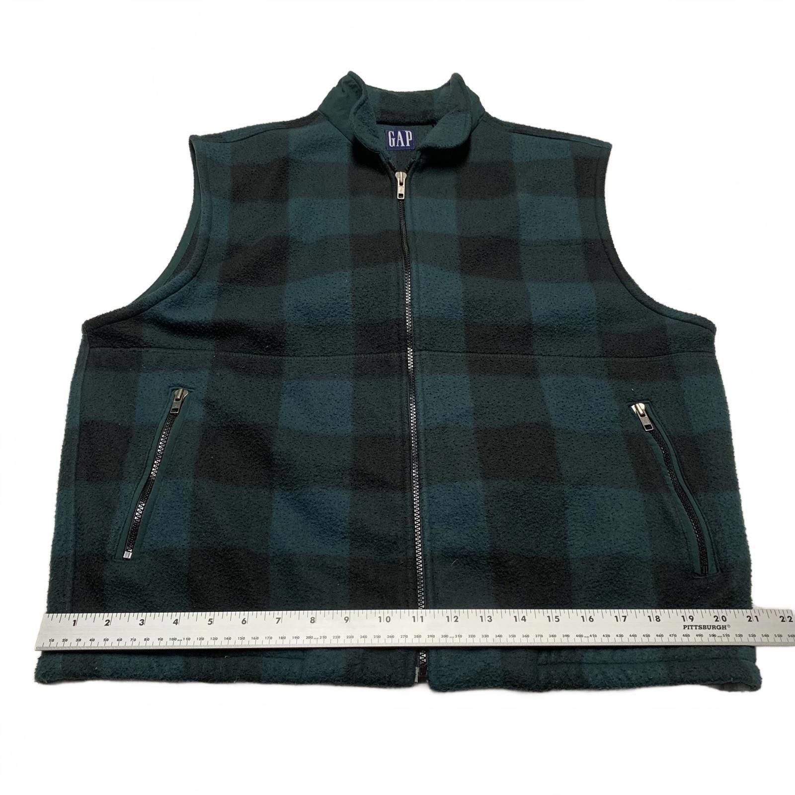 Gap GAP Men's Large Buffalo Plaid Green Black Fleece Vest Size US L / EU 52-54 / 3 - 7 Thumbnail