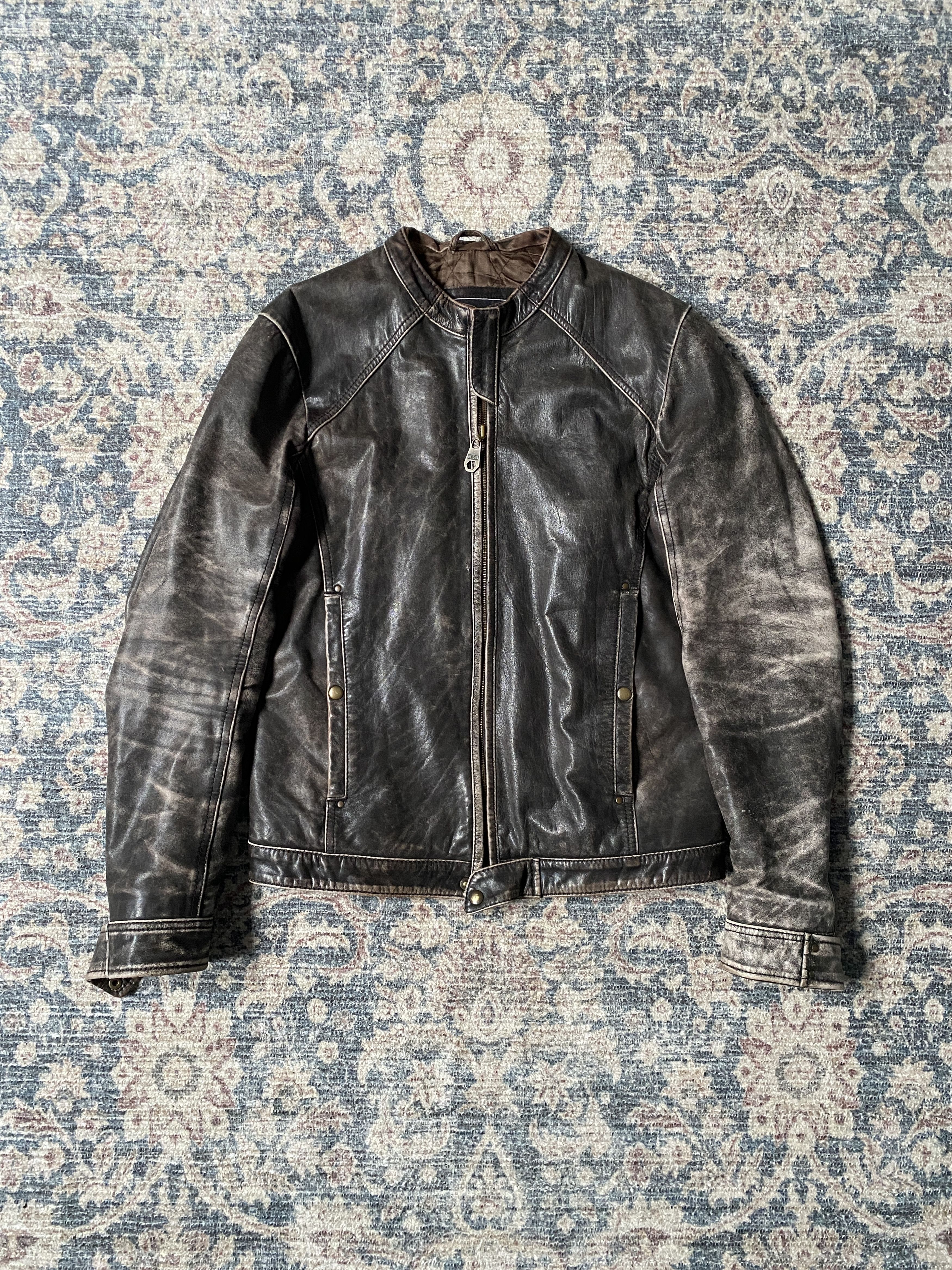 image of Archival Clothing x Leather Jacket Vintage 90's Perfect Faded Chevignon Leather Jacket Racing in Br