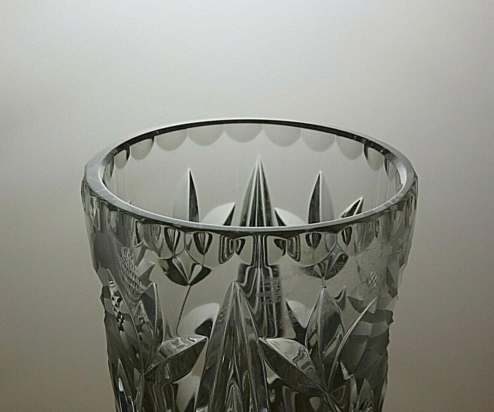 The Unbranded Brand Lovely Crystal Frosted Flower Cut Glass Vase 6 1/8" Size ONE SIZE - 6 Thumbnail