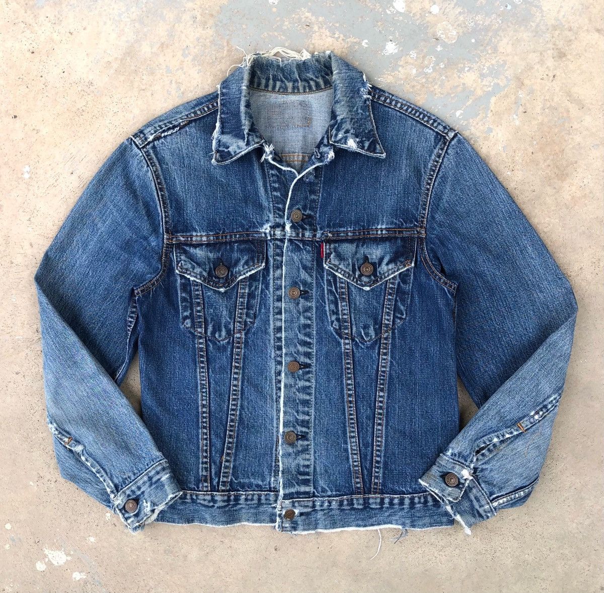 Levi's Vintage 70s Levis 505 BIG E Distressed Trucker Jacket Size US S / EU 44-46 / 1 - 11 Thumbnail