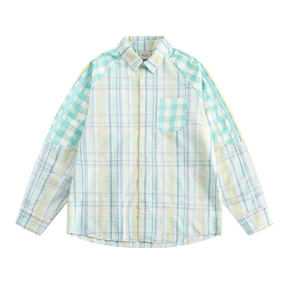 Vintage Japanese street loose plaid casual lapel long-sleeved shirt Size US 32 / EU 48 - 1 Thumbnail