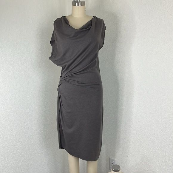 Helmut Lang Helmut Lang Sonar Wool Twig Draped Gathered Asymmetrical Dre Size M / US 6-8 / IT 42-44 - 2 Thumbnail