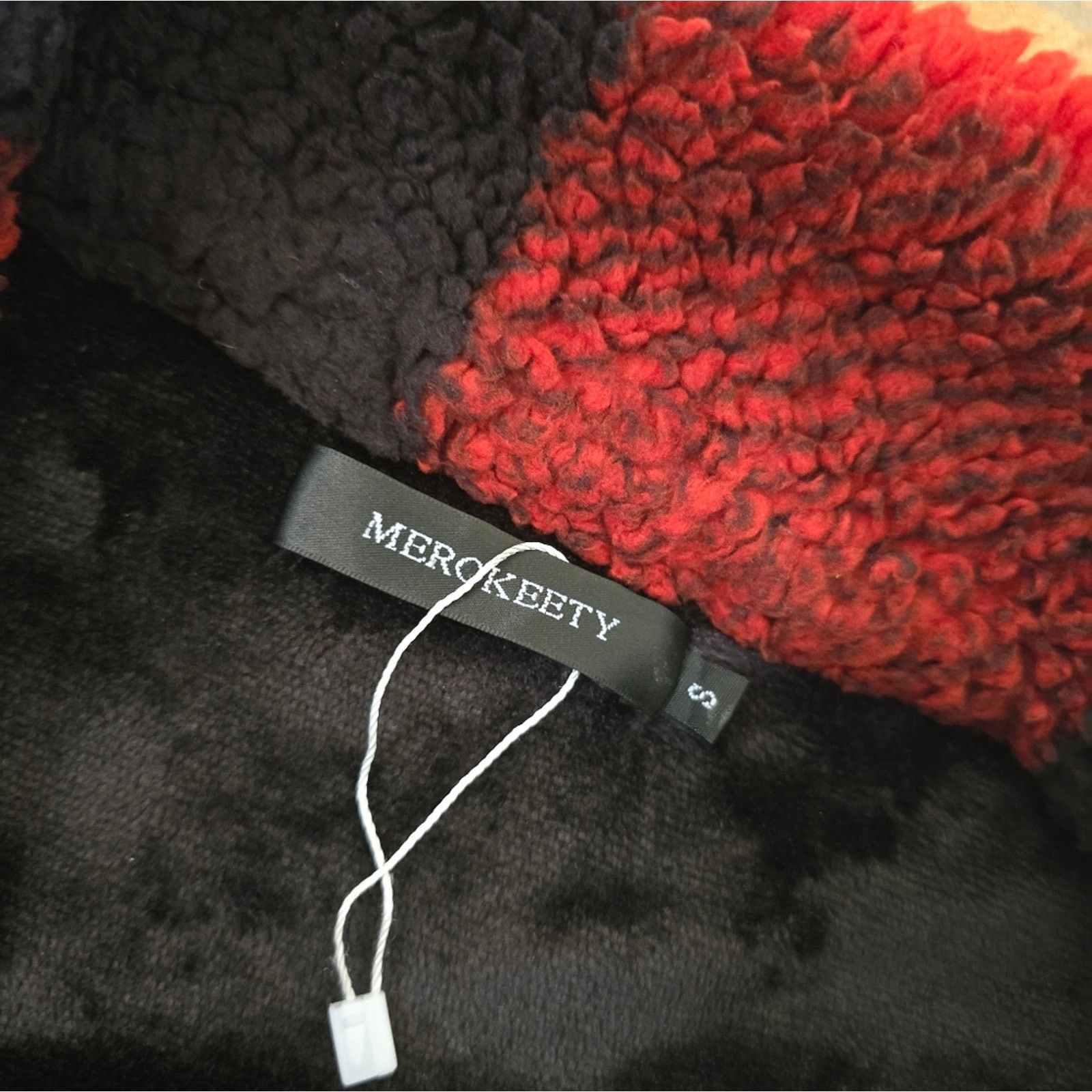 Other Red Black | MEROKEETY | Buttoned Teddy Jacket Size S / US 4 / IT 40 - 3 Thumbnail