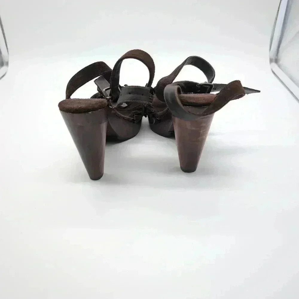 Vintage Delores and Maxine Brandy shoes Brown sz 6 Wood heel strapp Size US 6 / IT 36 - 7 Thumbnail