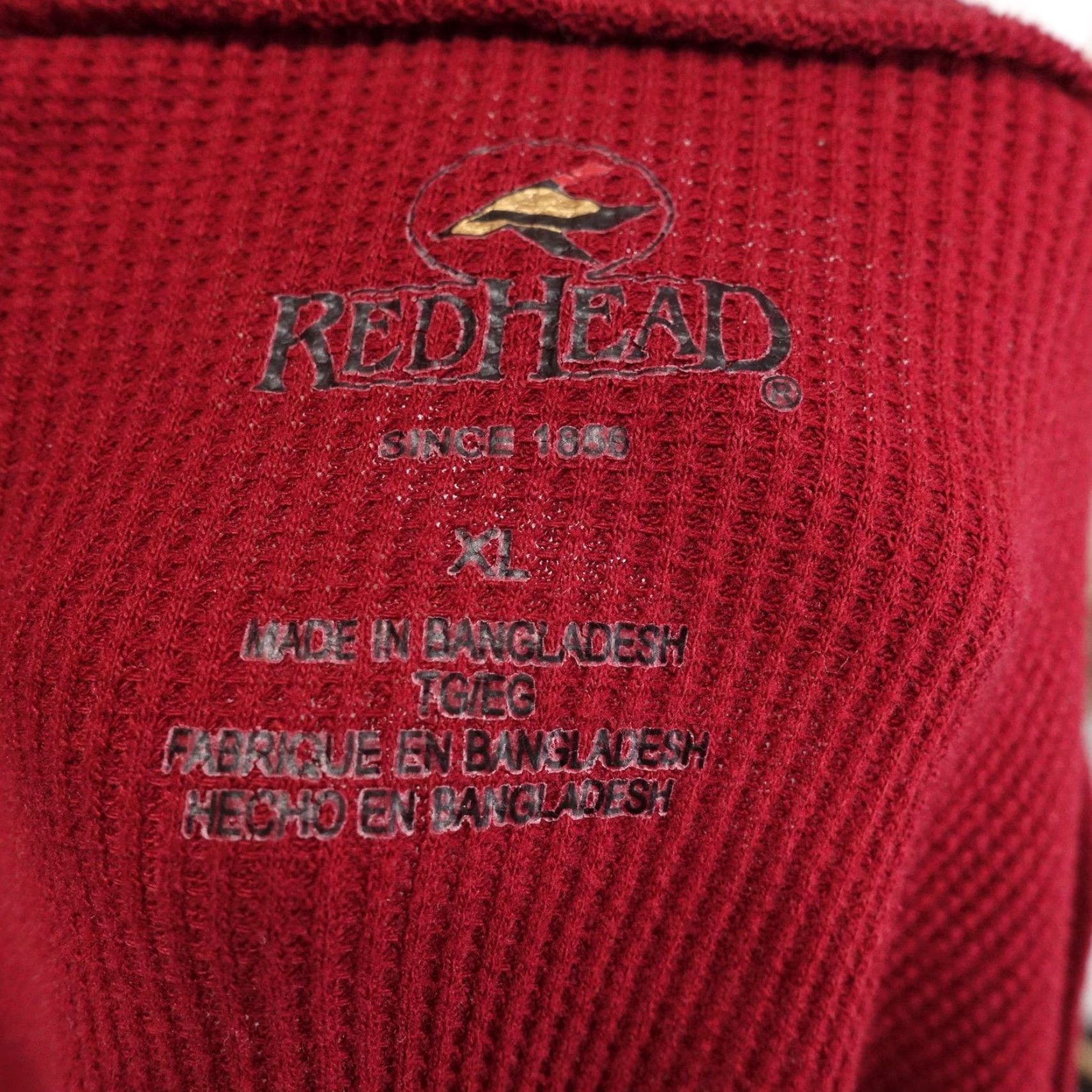 Vintage RedHead Shirt Mens XL Red Thermal Waffle Knit Long Sleeve Crewneck Casual Top Size US XL / EU 56 / 4 - 6 Thumbnail