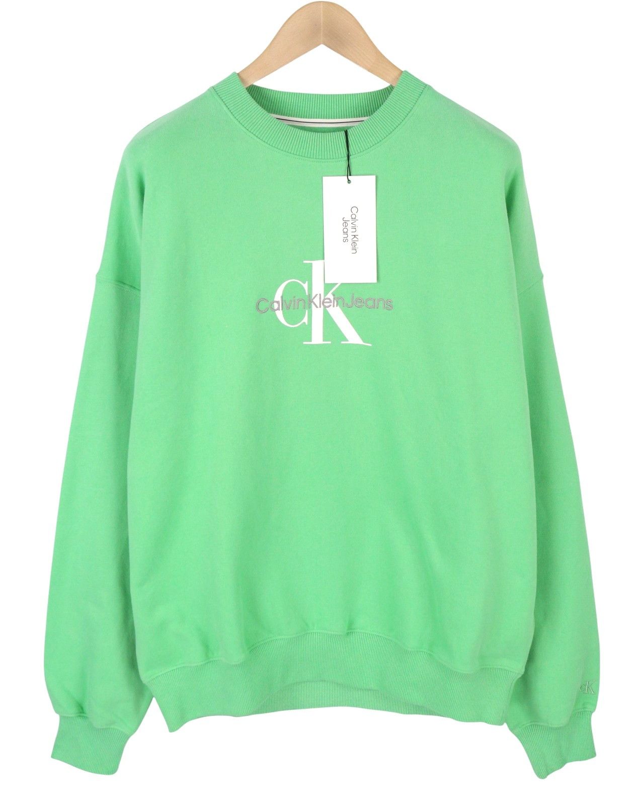 Calvin Klein L Green Crew Embroidered Logo Sweatshirt 87439 Size US L / EU 52-54 / 3 - 1 Thumbnail