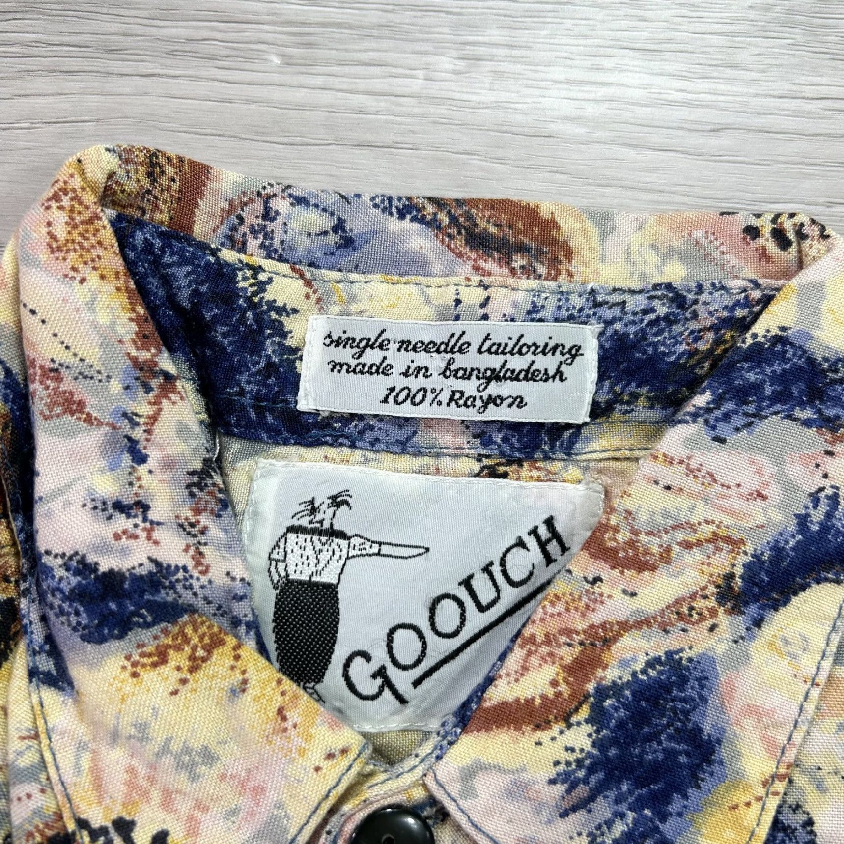 Vintage VINTAGE Goouch Shirt Mens M Beige Blue Floral Button Up Rayon Hawaiian Size US M / EU 48-50 / 2 - 3 Thumbnail