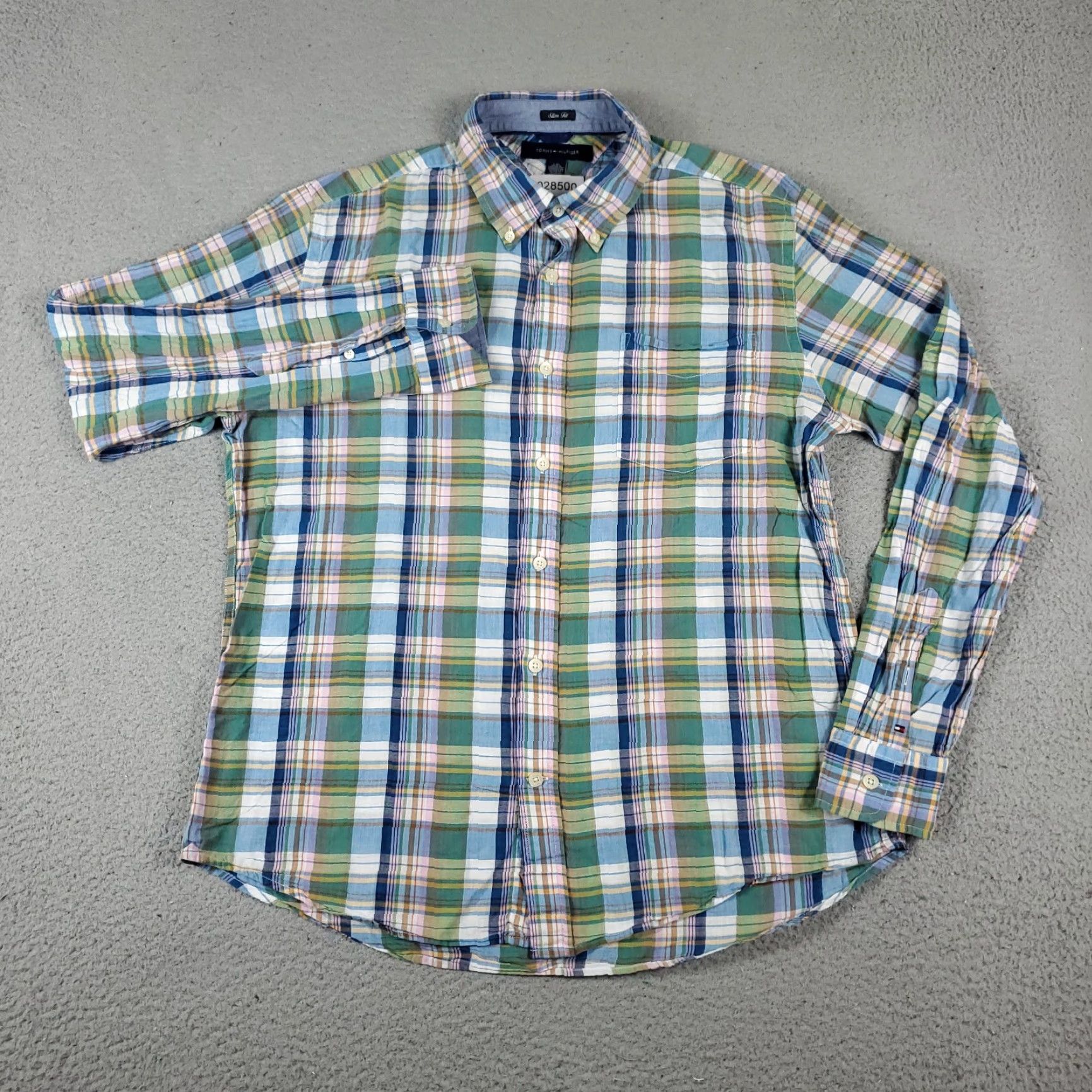 Tommy Hilfiger Tommy Hilfiger Shirt Mens Large Green Plaid Slim Fit Button-Up Long Sleeve 90s Classic American Preppy Mens L Green Plaid Shirt Size US L / EU 52-54 / 3 - 2 Thumbnail