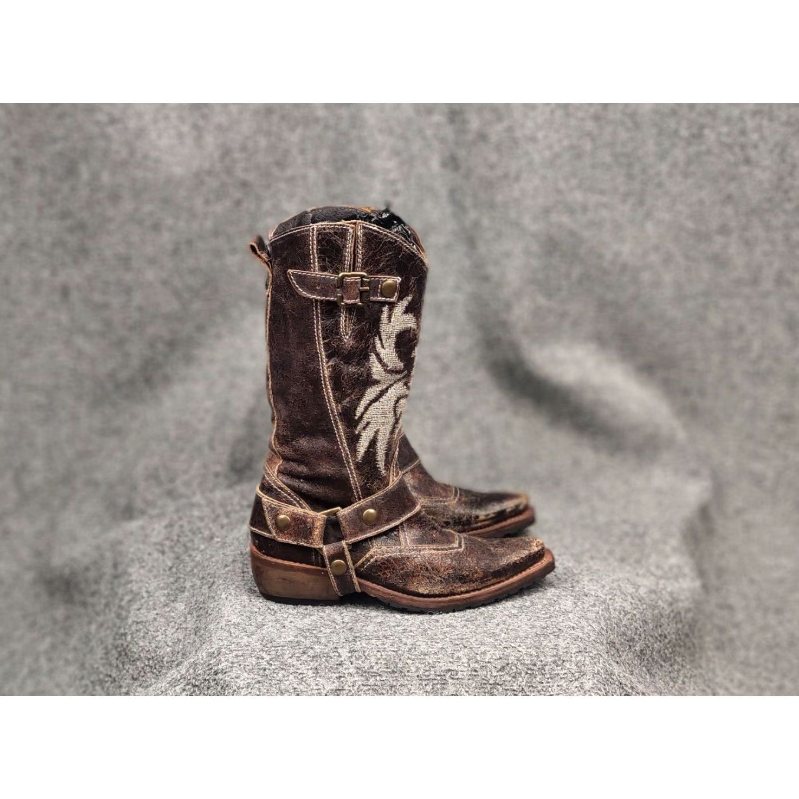 Vintage VINTAGE Sancho Boots Barbados Leather Embroidered Logo Buckle Boot Women 6 Brown 90s Size US 6 / IT 36 - 4 Thumbnail