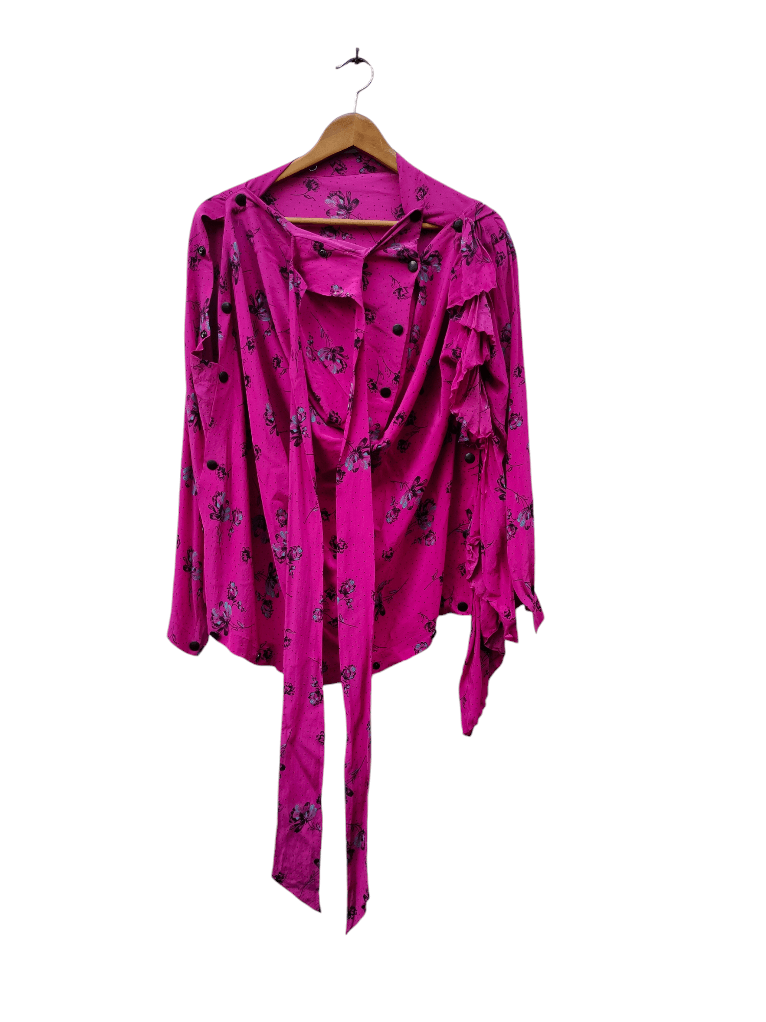 Balenciaga authentic BALENCIAGA floral silk blouses open sleeve Size XXS / US 00 / IT 34 - 1 Thumbnail