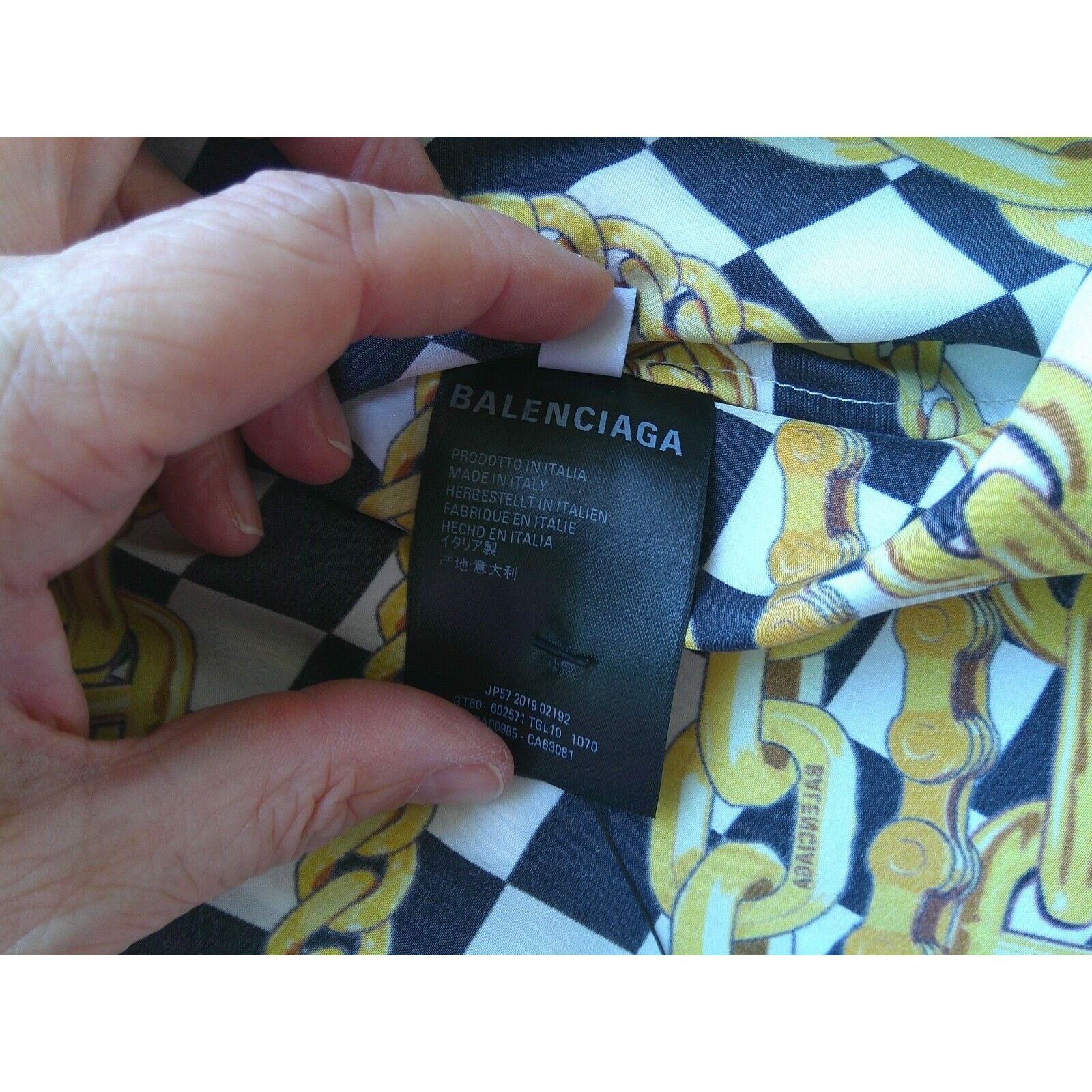 Balenciaga Balenciaga Black Gold Chain Print Short Sleeve Tie Blouse 40 Size S / US 4 / IT 40 - 15 Thumbnail