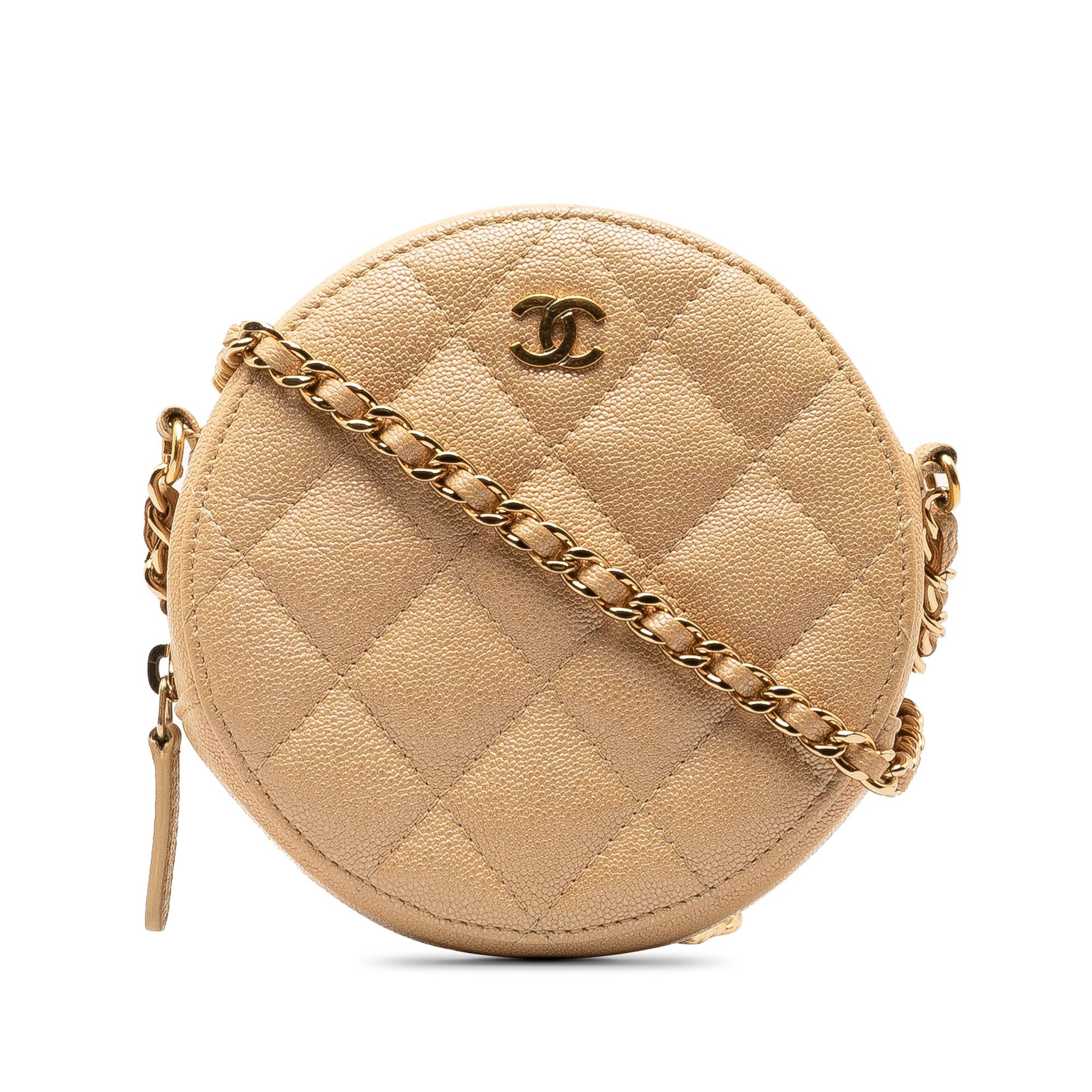 image of Chanel Cc Quilted Caviar Round Crossbody Crossbody Bag in Brown, Women's